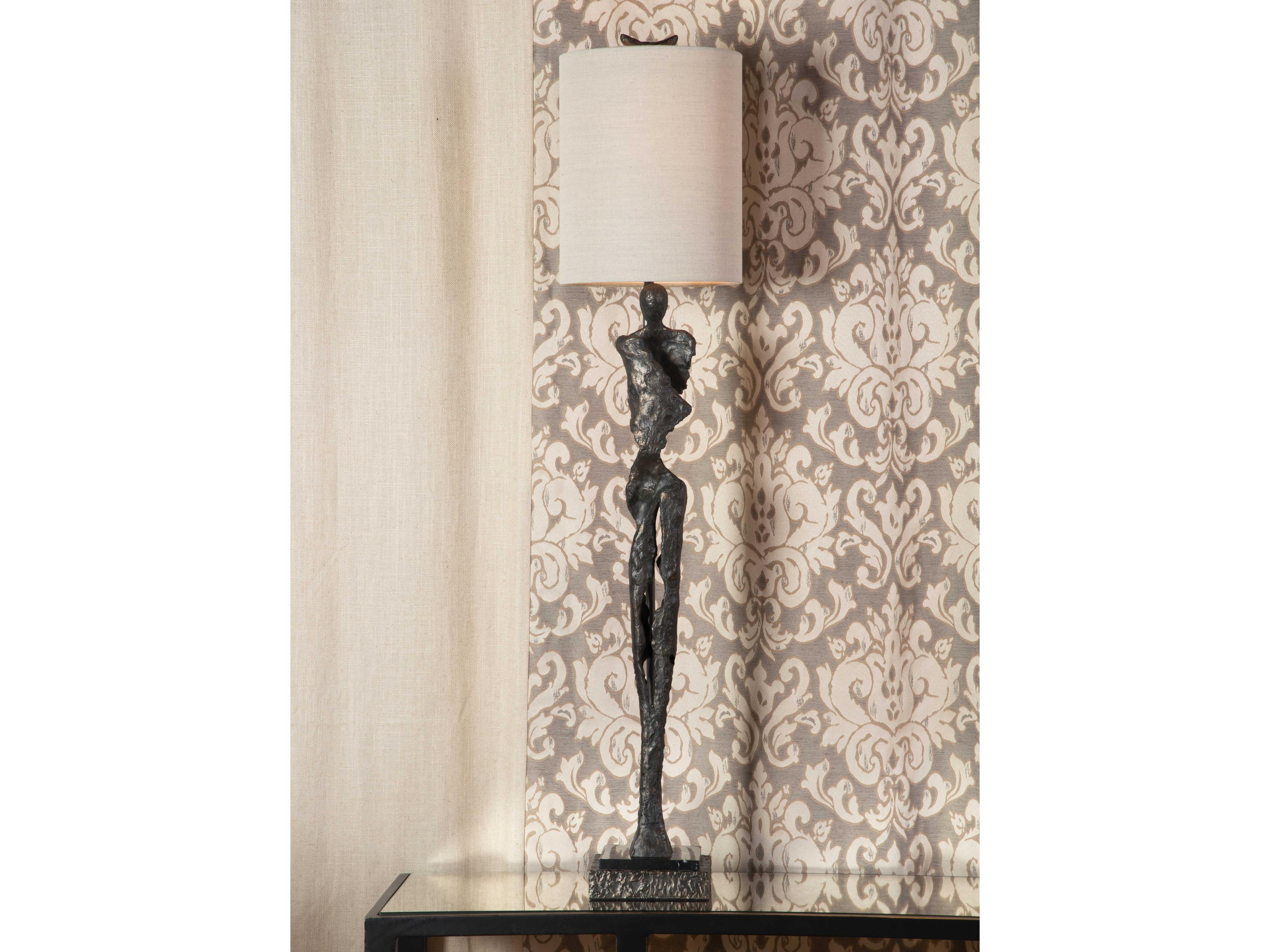 Frederick Cooper Artemis Dark Bronze Light Taupe Natural Linen Buffet Lamp