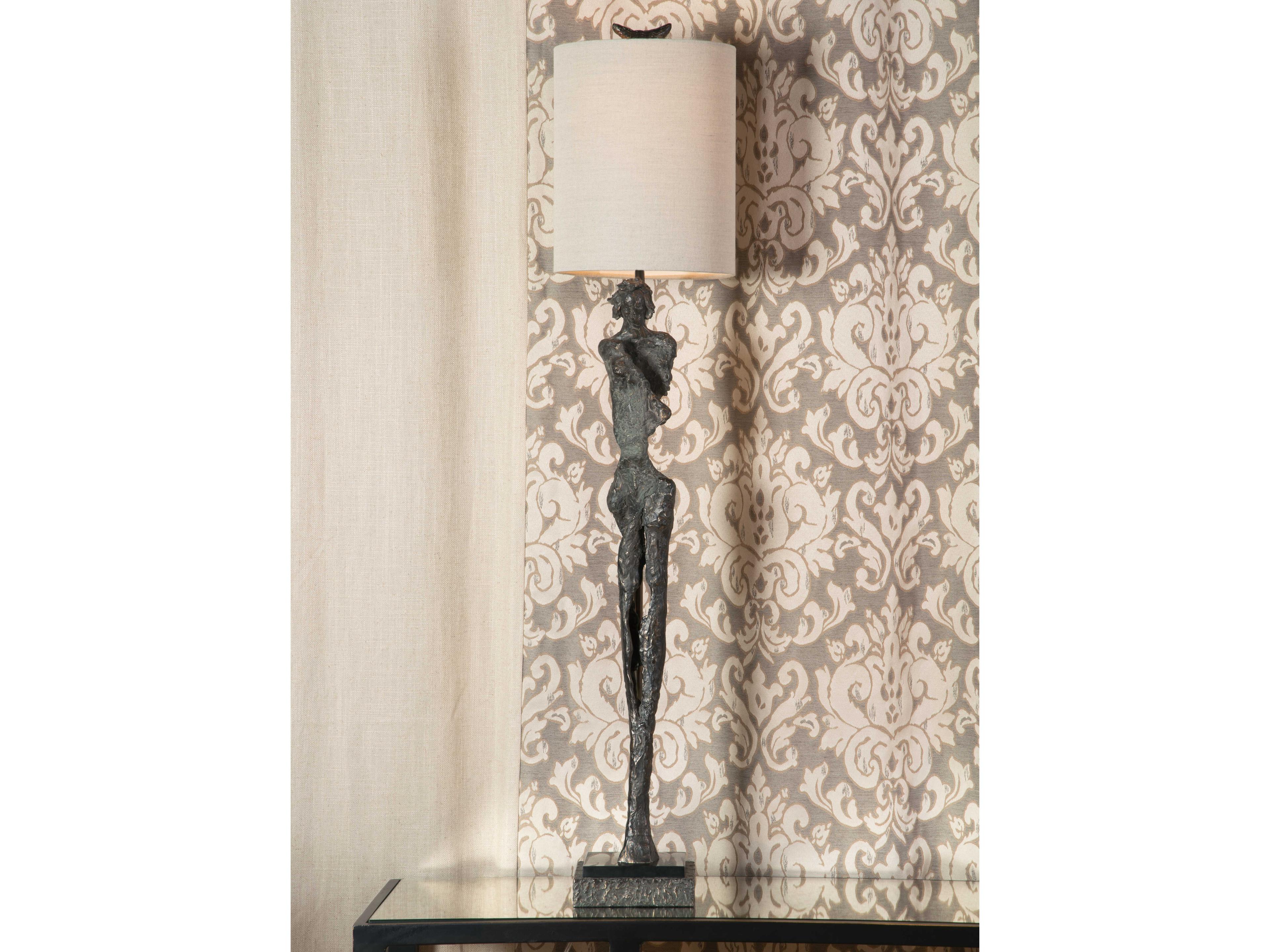 Frederick Cooper Gertrude Dark Bronze Light Taupe Natural Linen Buffet Lamp