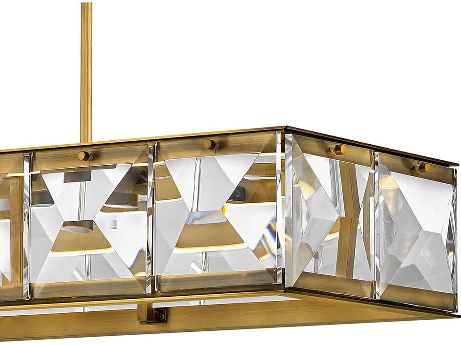 Fredrick Ramond Jolie Heritage Brass Crystal LED Geometric Linear Island Pendant