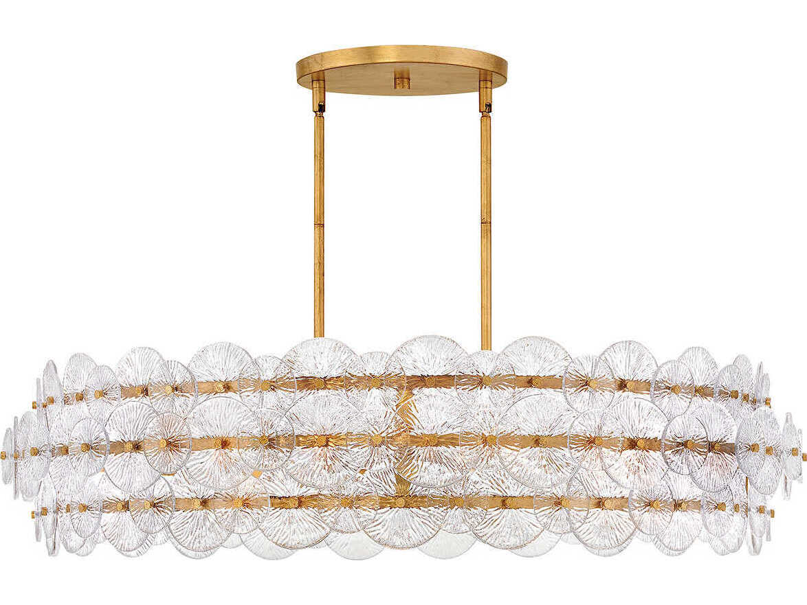 Fredrick Ramond Rene 8-Light Distressed Brass Drum Pendant