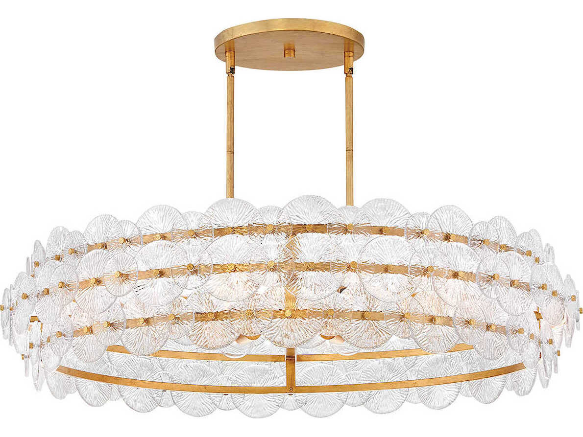 Fredrick Ramond Rene 8-Light Distressed Brass Drum Pendant