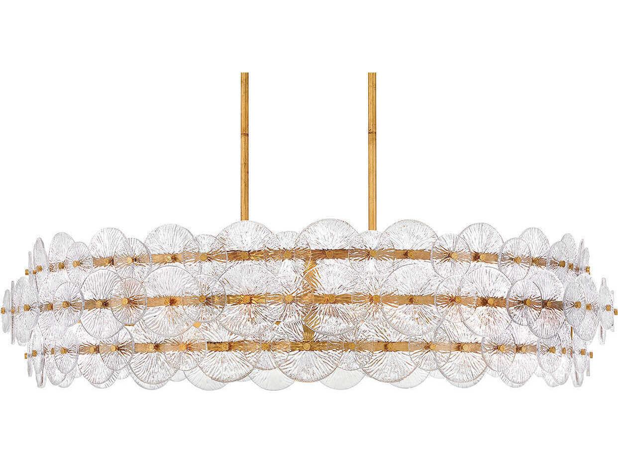 Fredrick Ramond Rene 8-Light Distressed Brass Drum Pendant