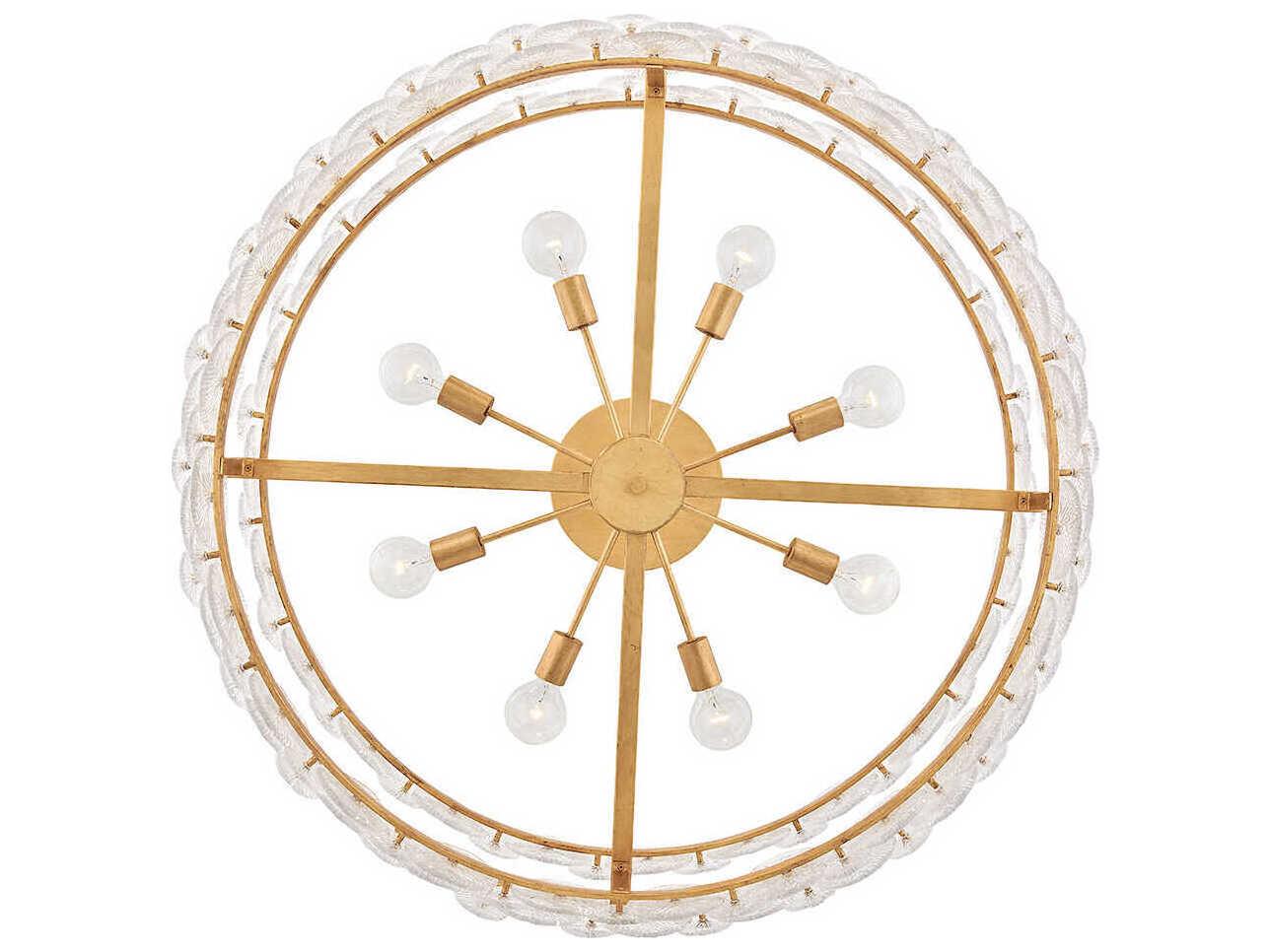 Fredrick Ramond Rene 8-Light Distressed Brass Drum Pendant