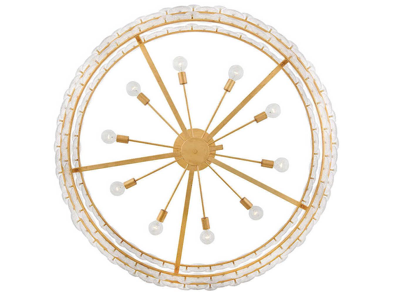 Fredrick Ramond Rene 10-Light Distressed Brass Drum Pendant