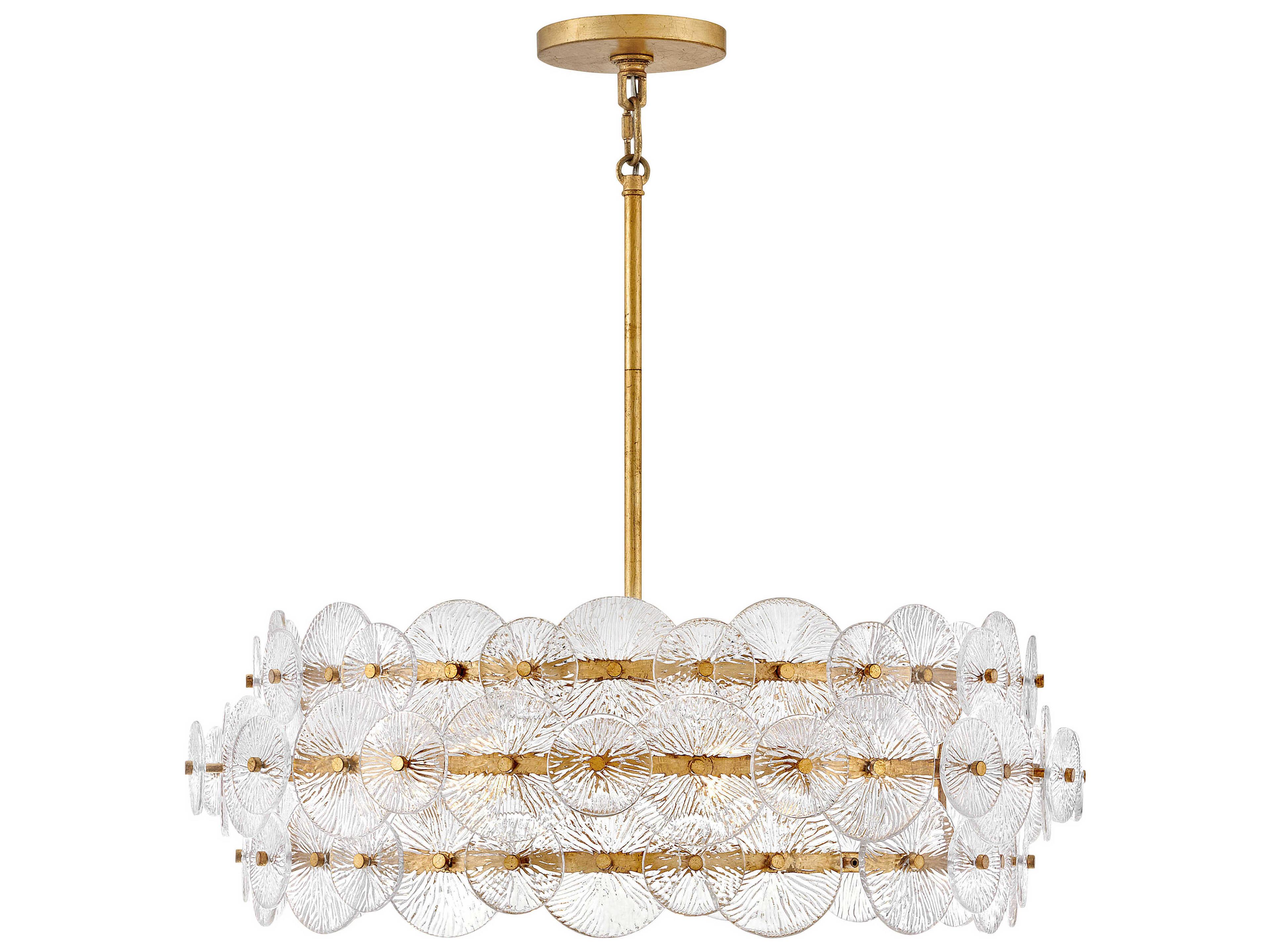 Fredrick Ramond Rene 6-Light Distressed Brass Glass LED Pendant