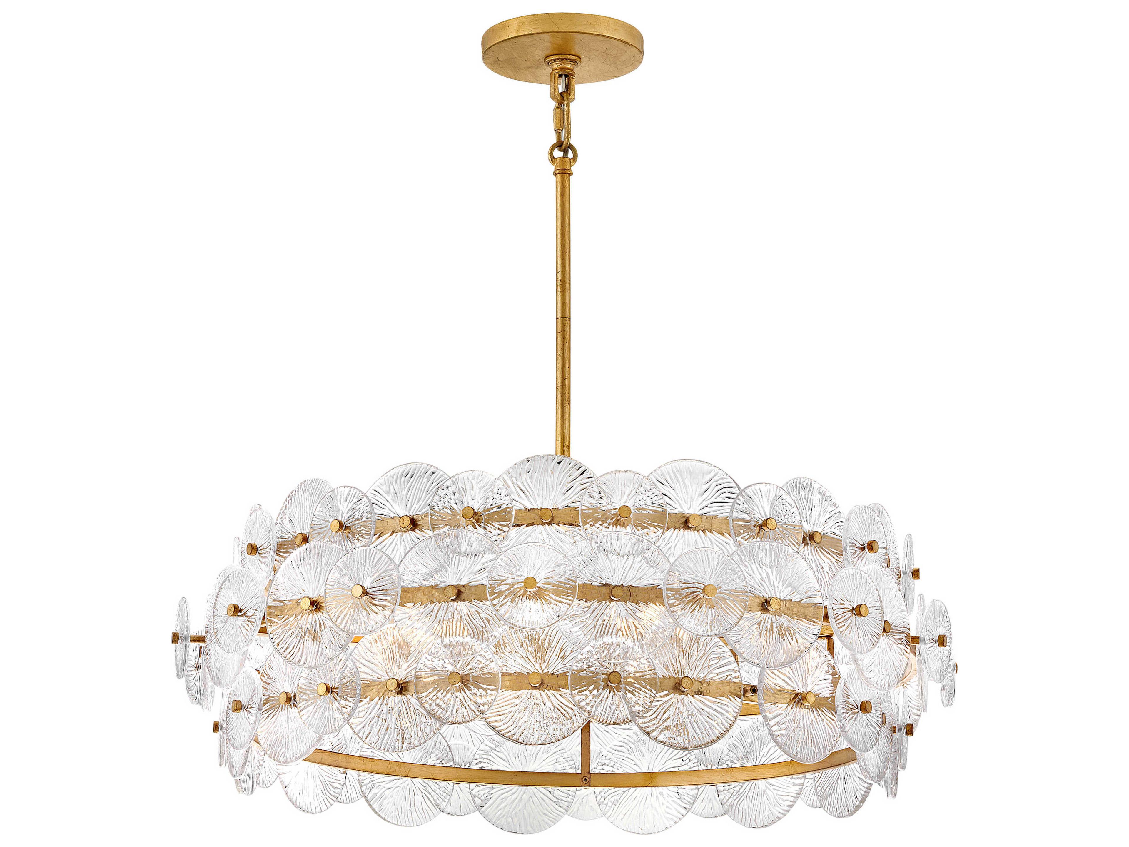 Fredrick Ramond Rene 6-Light Distressed Brass Glass LED Pendant