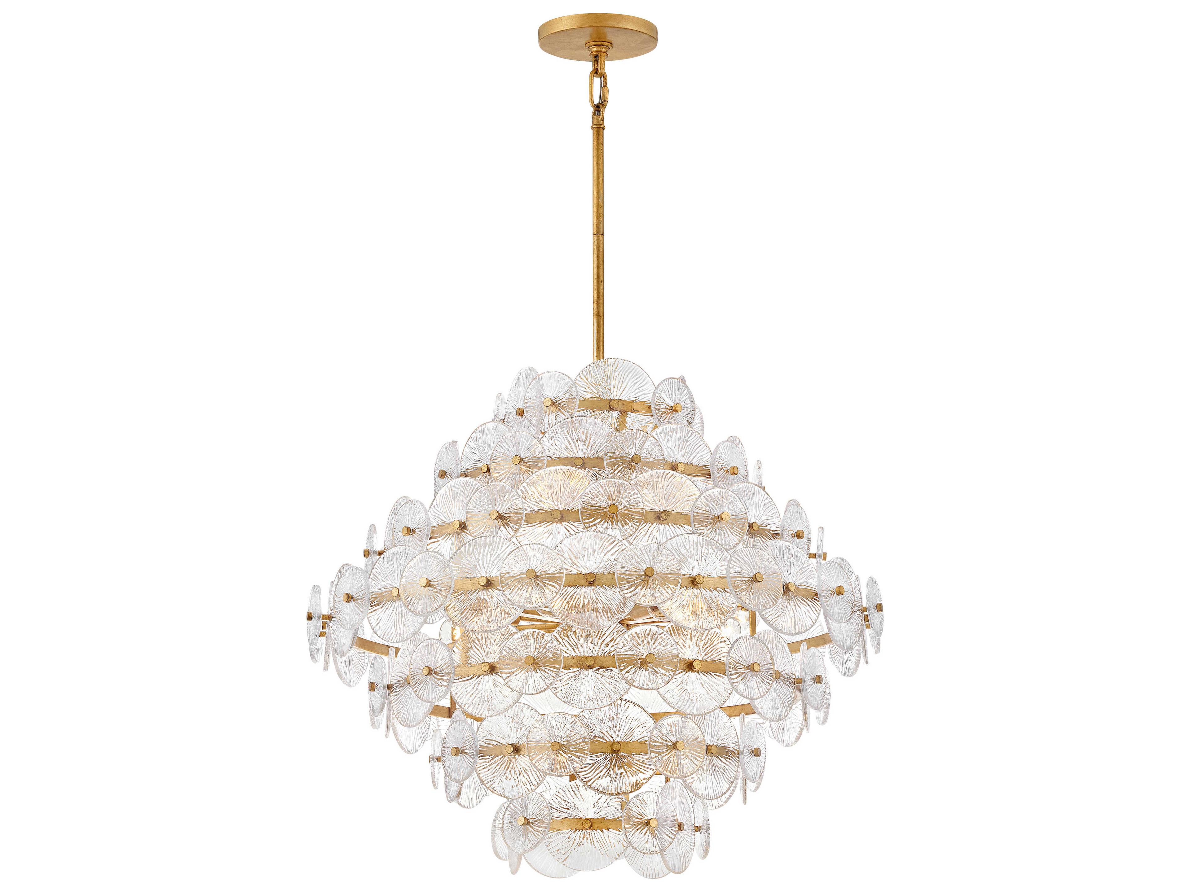 Fredrick Ramond Rene 16-Light6-Light Distressed Brass Glass LED Pendant