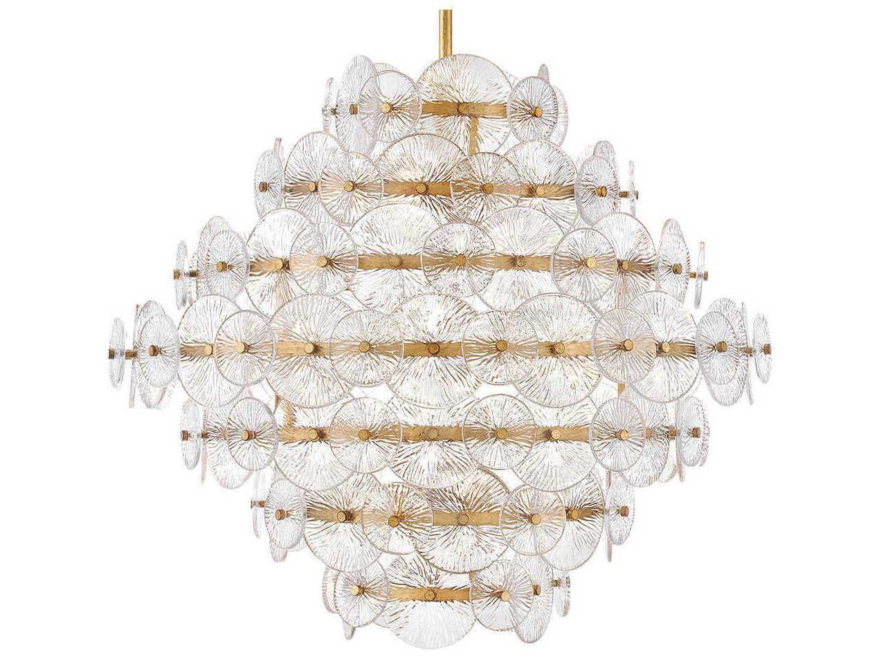 Fredrick Ramond Rene 16-Light6-Light Distressed Brass Glass LED Pendant