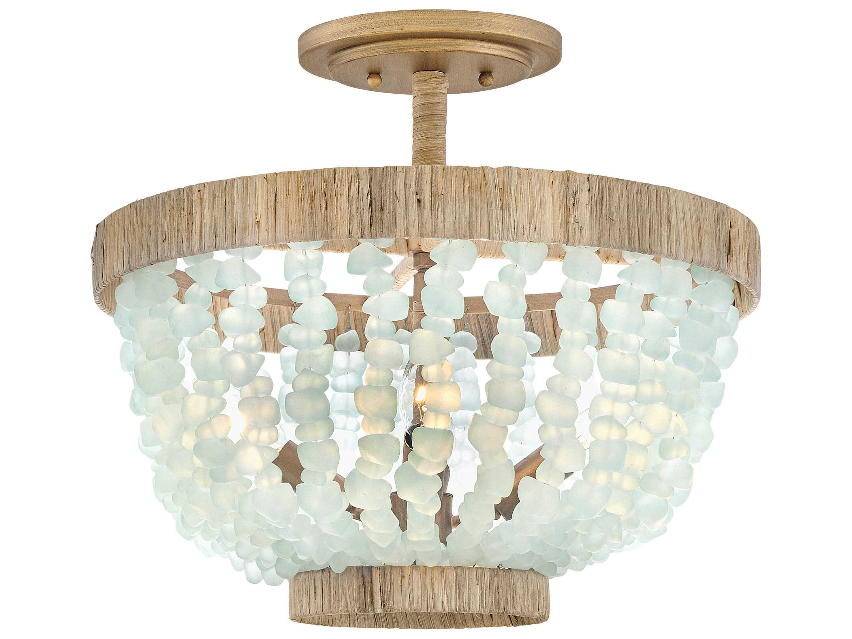 Fredrick Ramond Dune 4-Light Burnished Gold Glass LED Semi Flush Mount