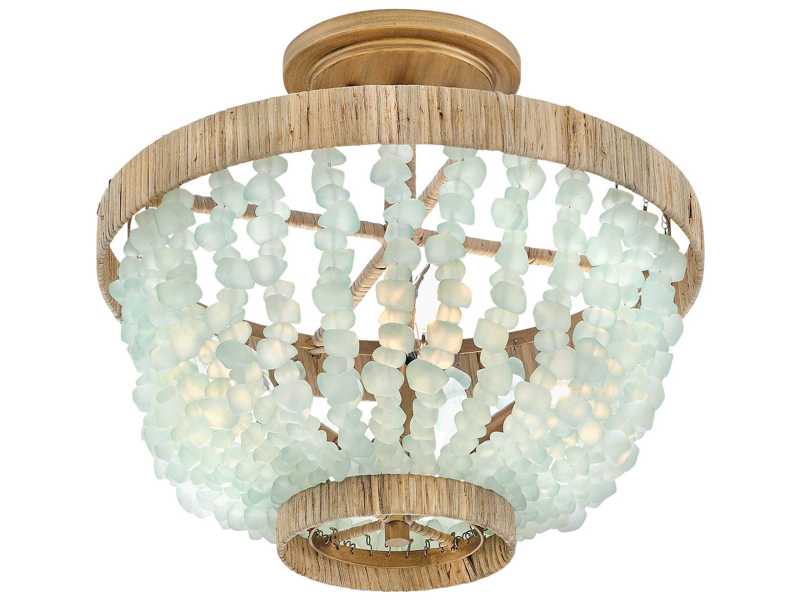 Fredrick Ramond Dune 4-Light Burnished Gold Glass LED Semi Flush Mount