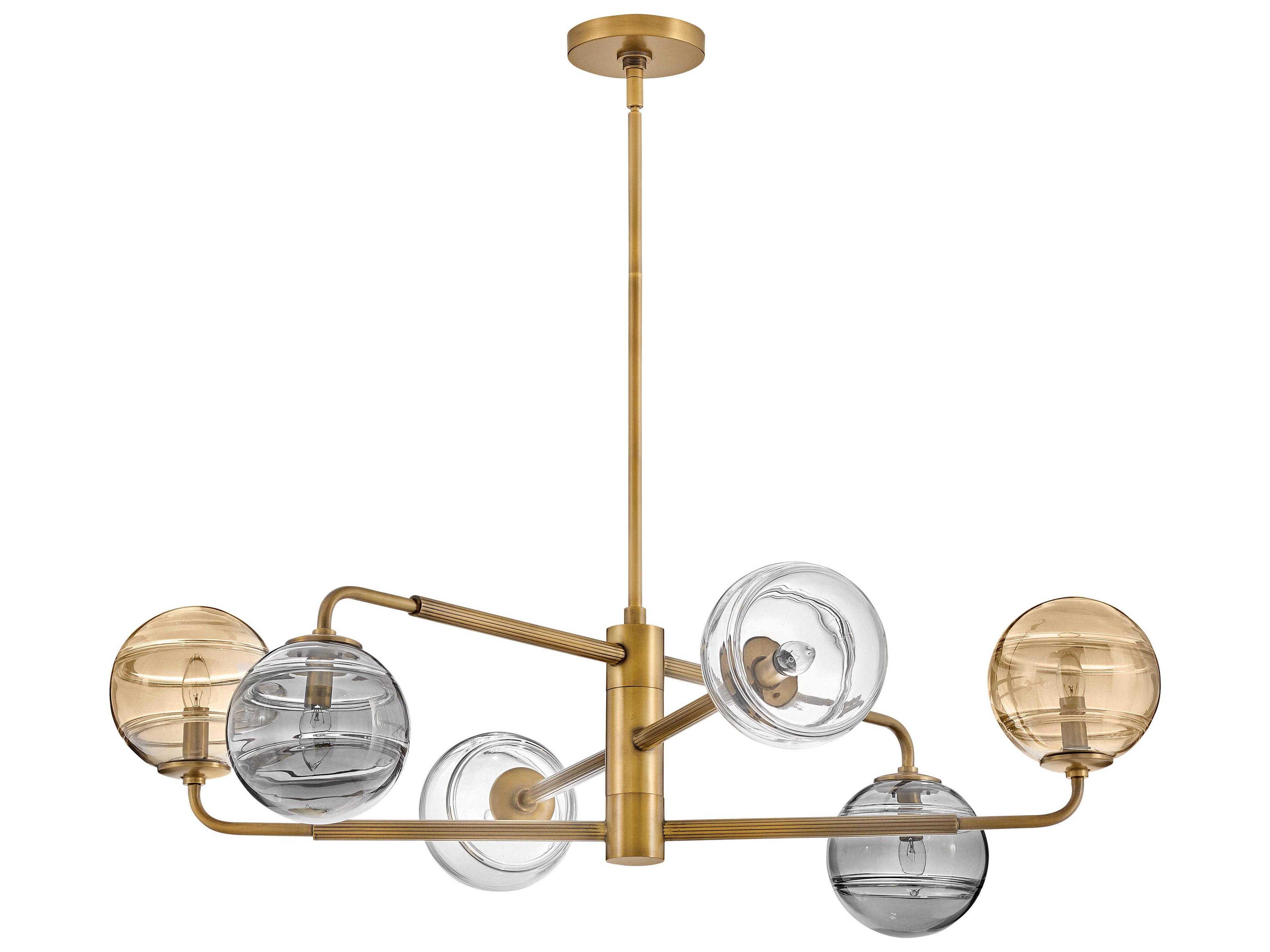 Fredrick Ramond Oberon 6-Light Heritage Brass Glass LED Globe Chandelier