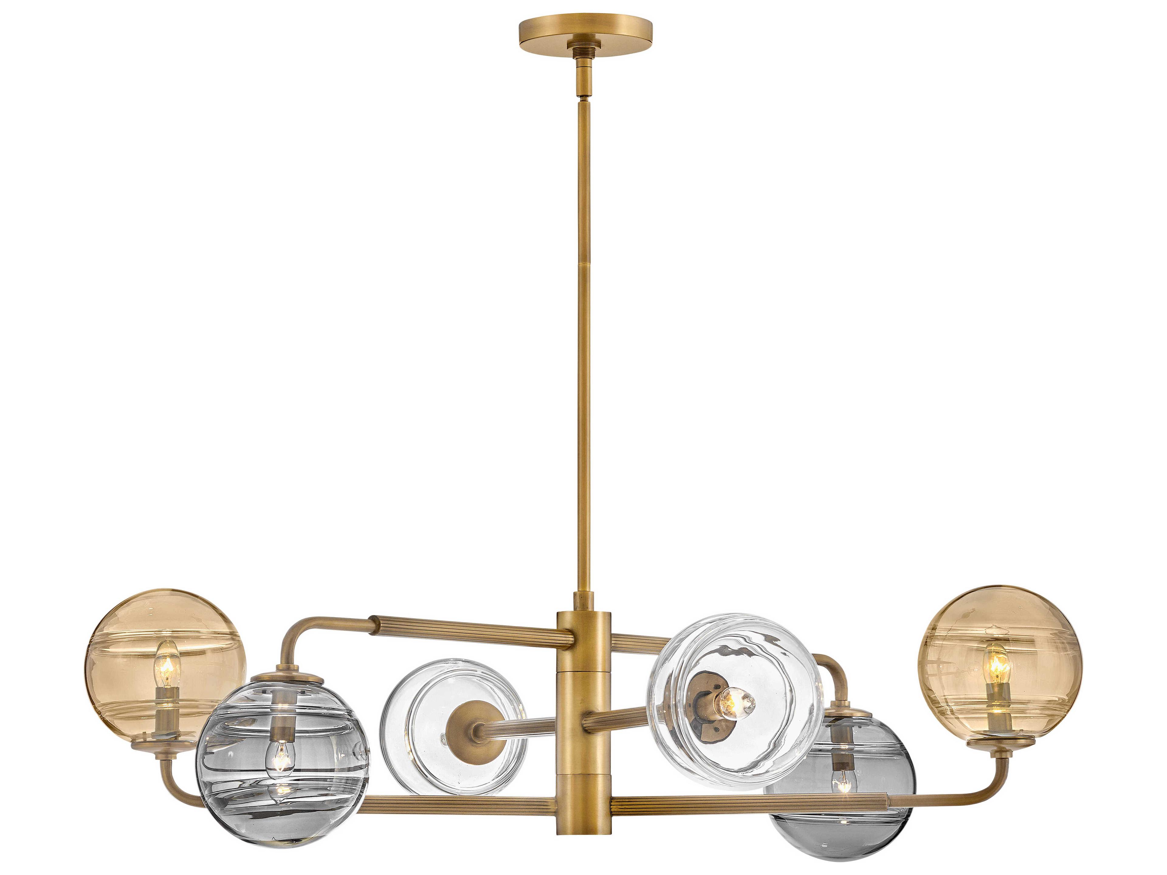 Fredrick Ramond Oberon 6-Light Heritage Brass Glass LED Globe Chandelier