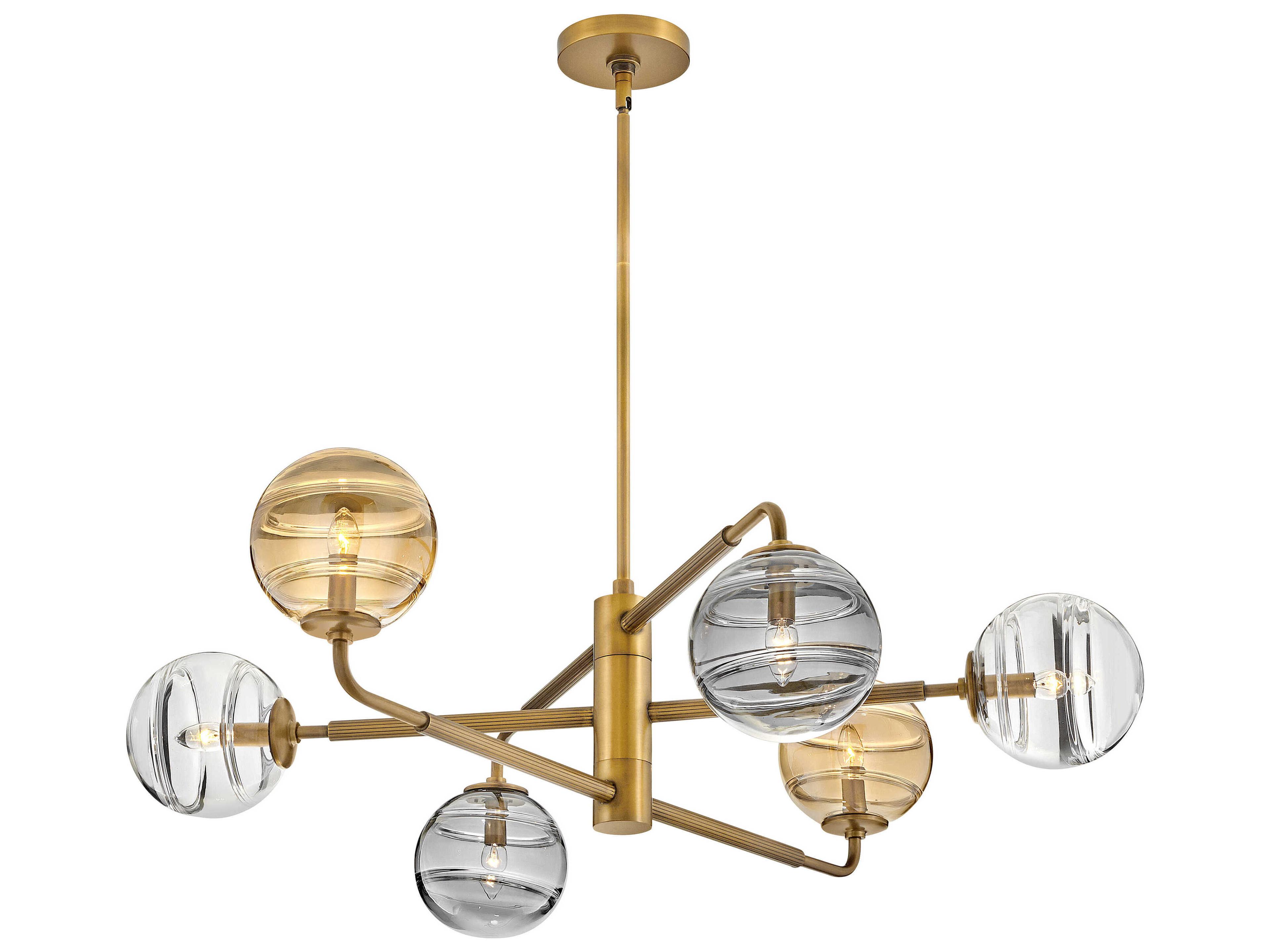Fredrick Ramond Oberon 6-Light Heritage Brass Glass LED Globe Chandelier