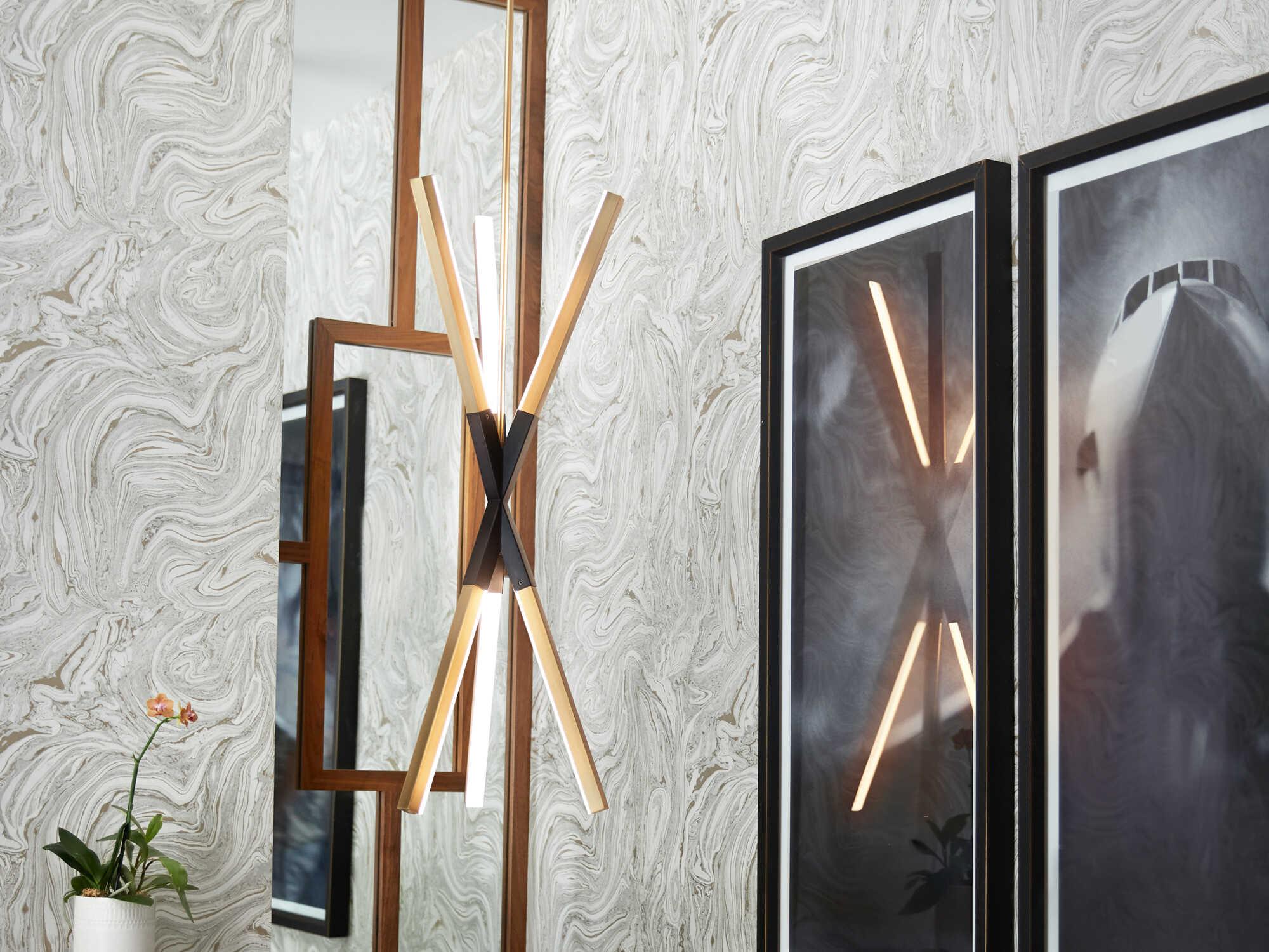 Fredrick Ramond Rae Lacquered Brass Black LED Linear Pendant