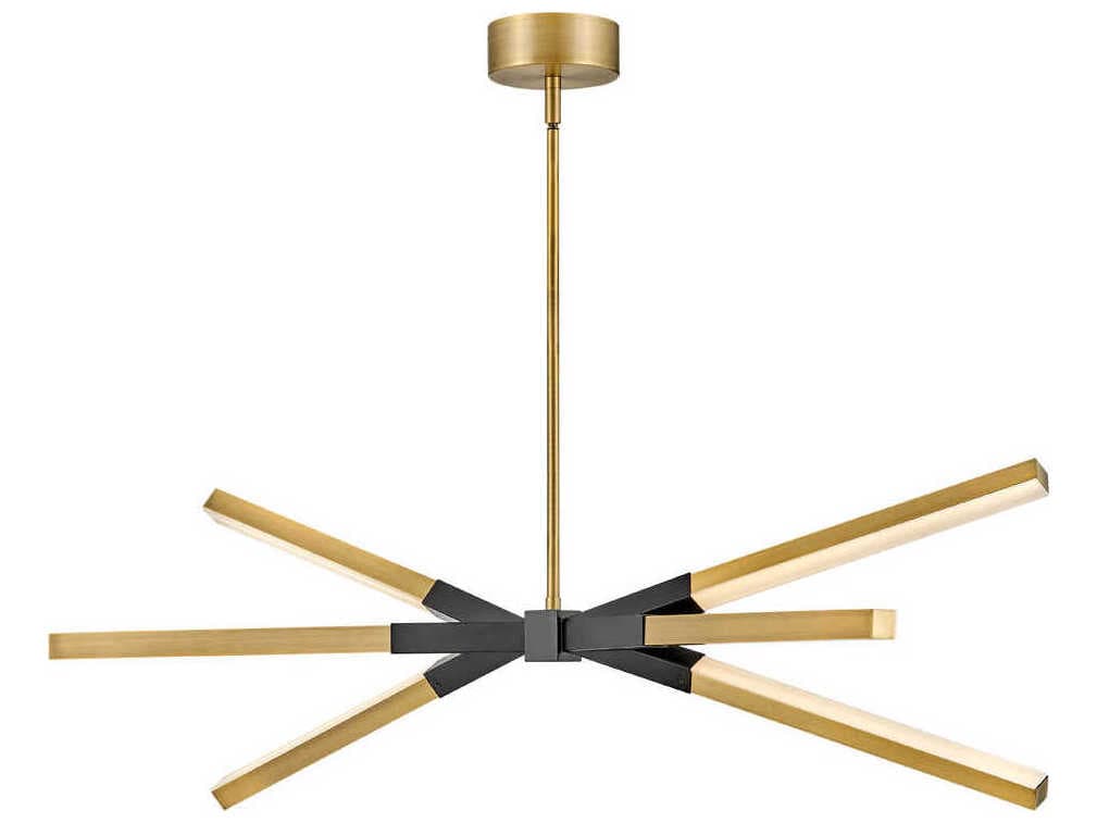 Fredrick Ramond Rae Lacquered Brass Black LED Linear Island Pendant