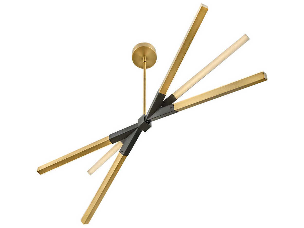 Fredrick Ramond Rae Lacquered Brass Black LED Linear Island Pendant