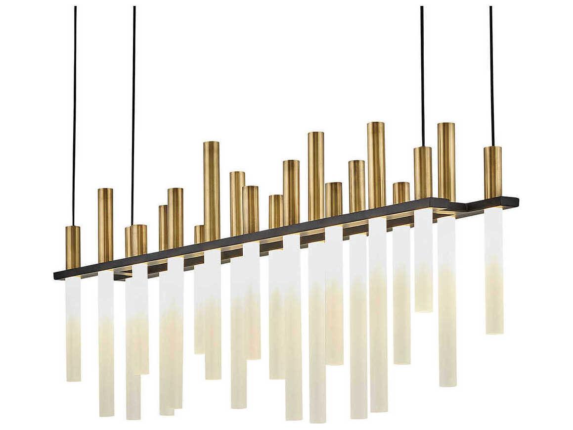 Fredrick Ramond Echo 1 Light Black Brass LED Cylinder Linear Island Pendant