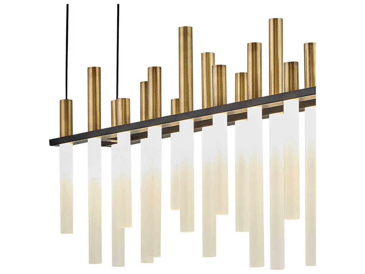 Fredrick Ramond Echo 1 Light Black Brass LED Cylinder Linear Island Pendant