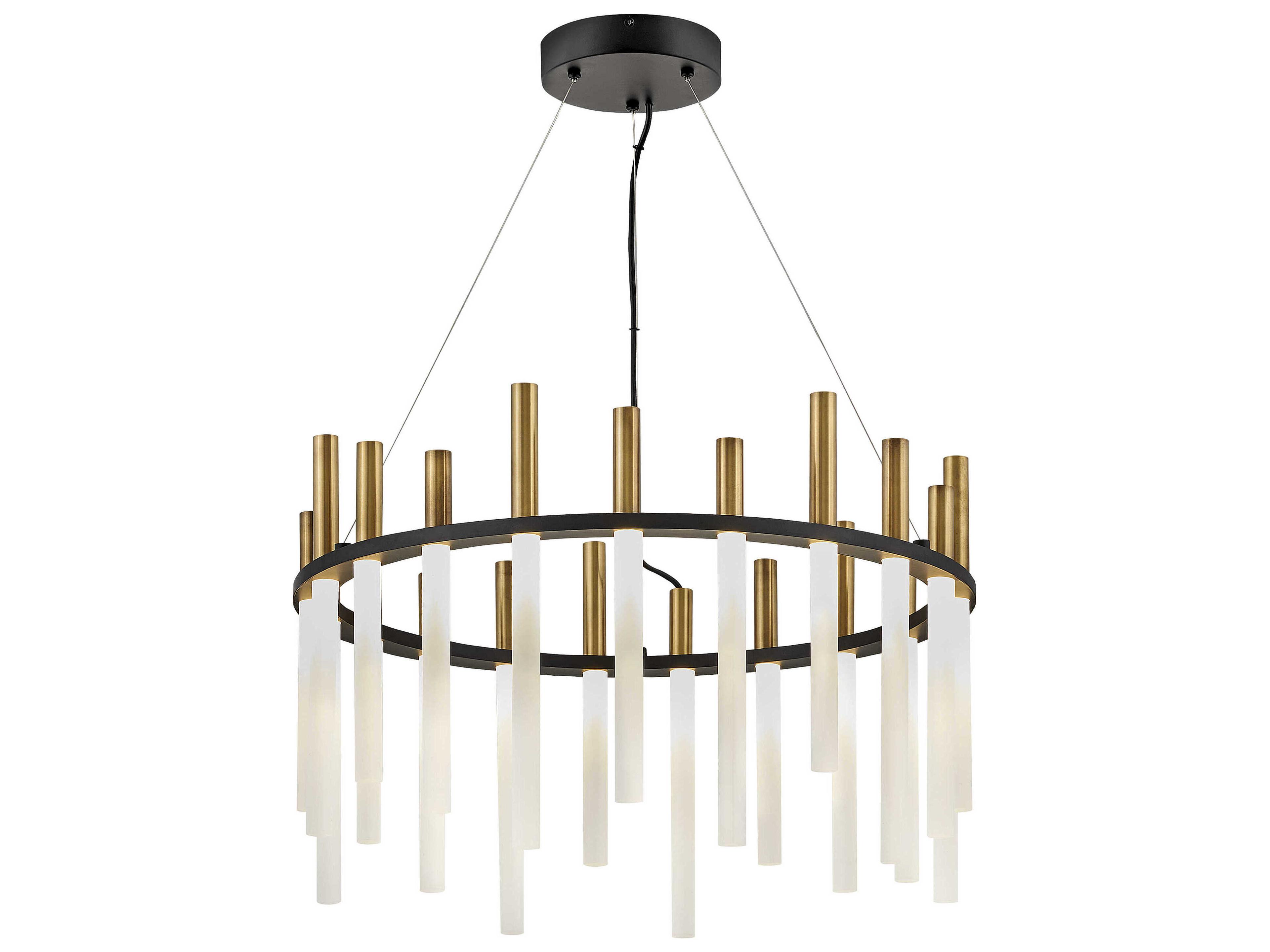 Fredrick Ramond Echo 1 Light Black Brass LED Cylinder Round Pendant