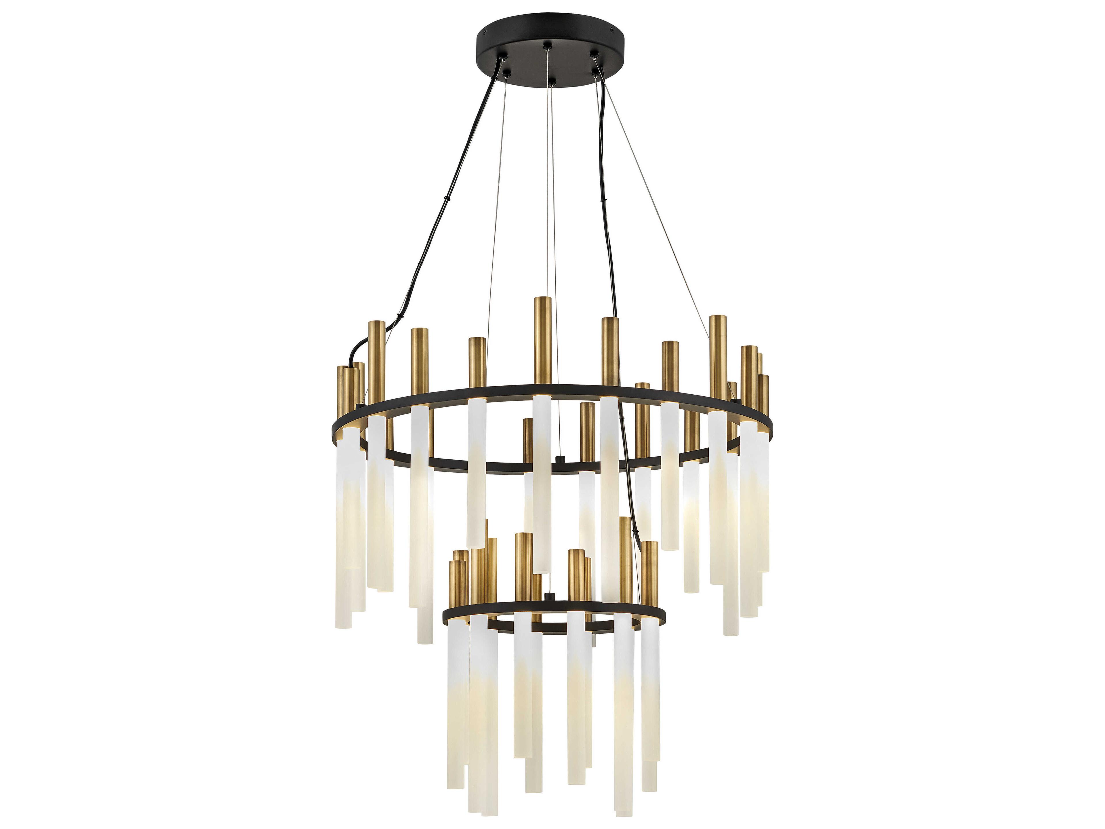 Fredrick Ramond Echo 1 Light Black Brass LED Cylinder Round Chandelier