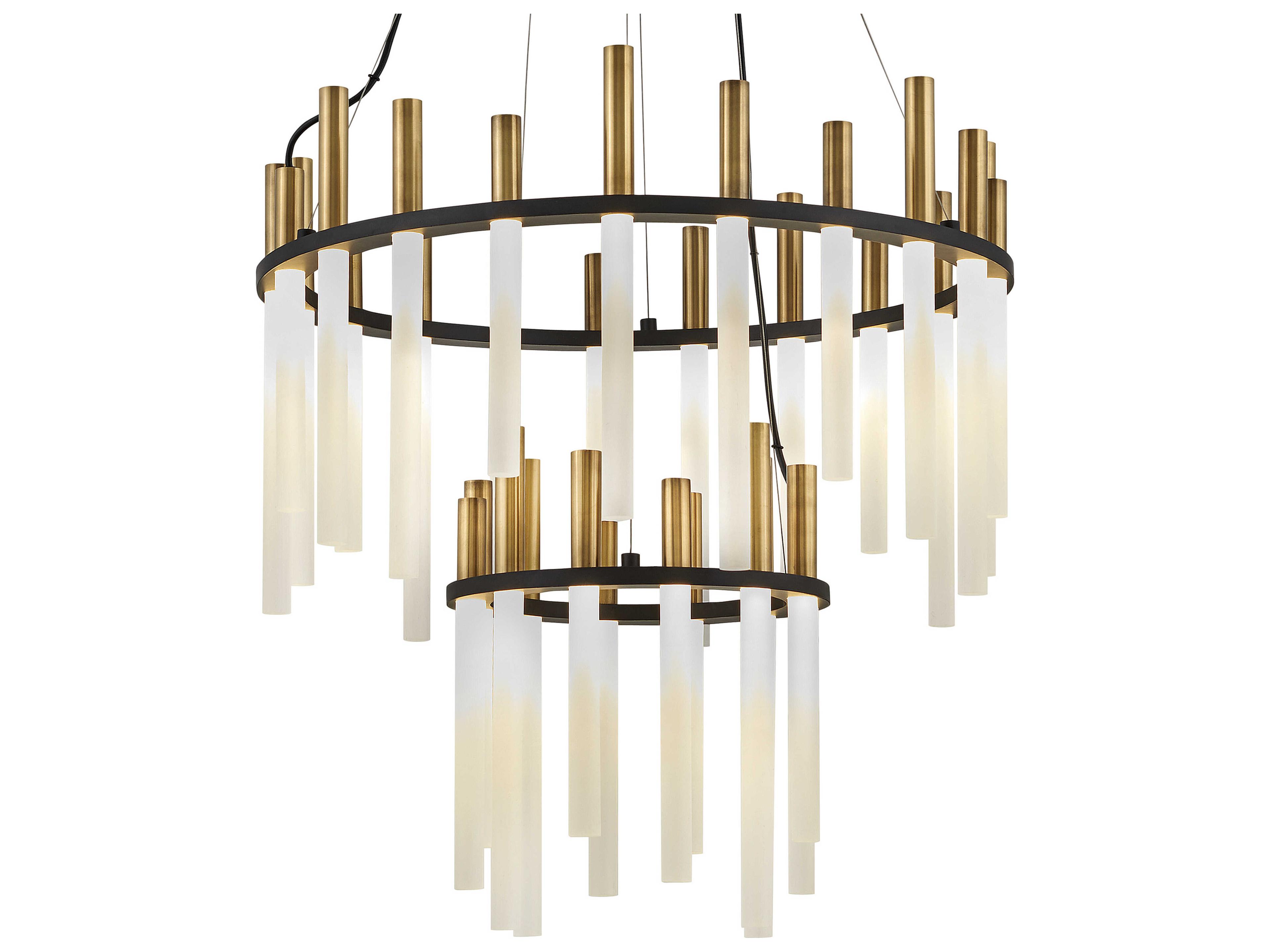 Fredrick Ramond Echo 1 Light Black Brass LED Cylinder Round Chandelier