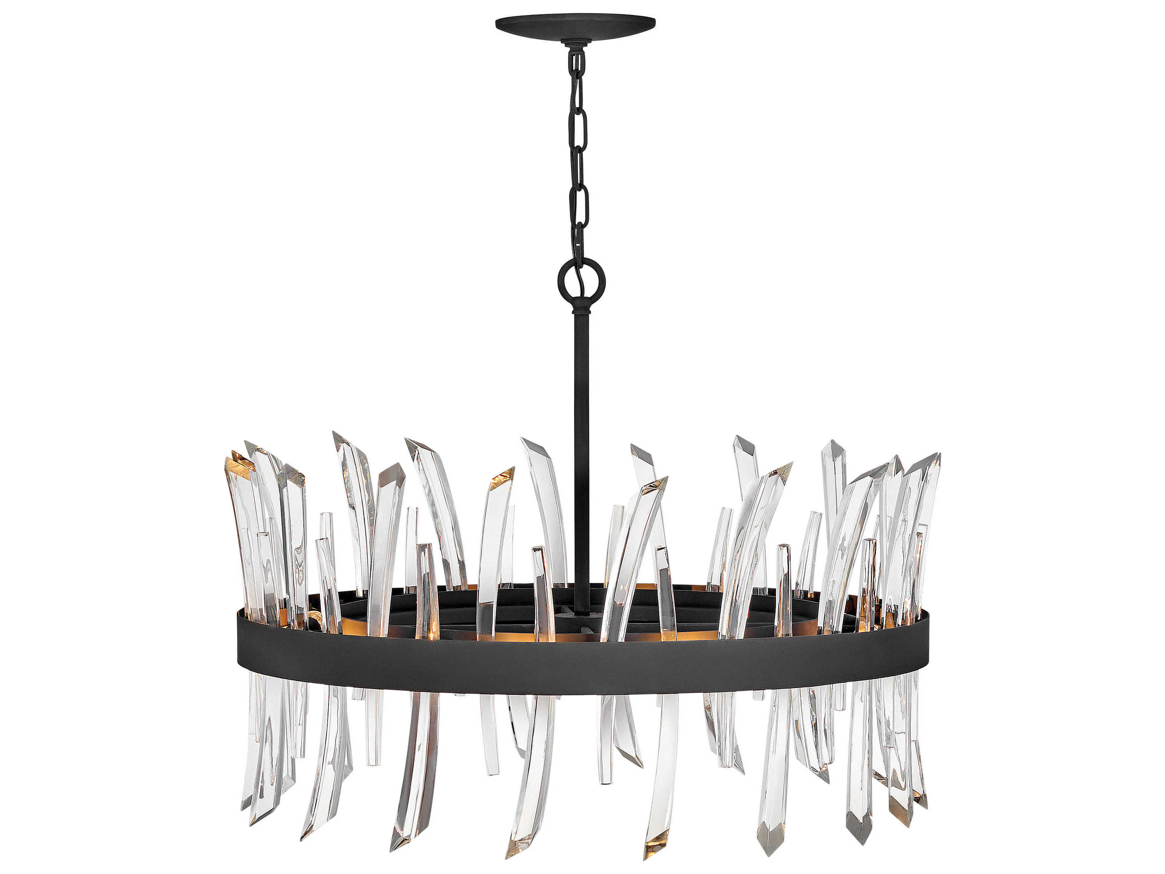 Fredrick Ramond Revel 8-Light Black Crystal Drum Linear Pendant