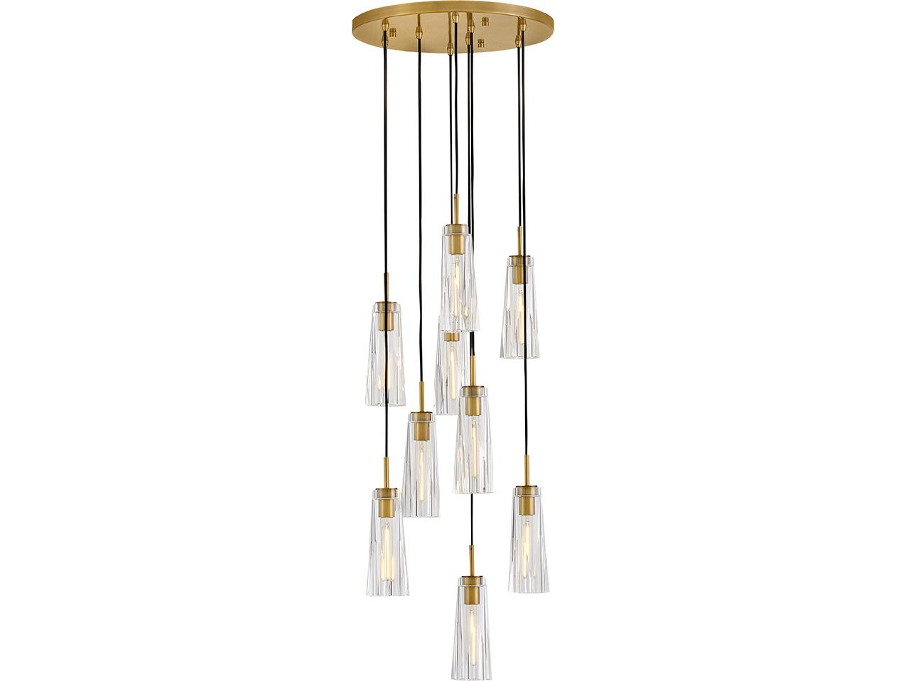 Fredrick Ramond Cosette 9-Light Heritage Brass Cylinder Pendant