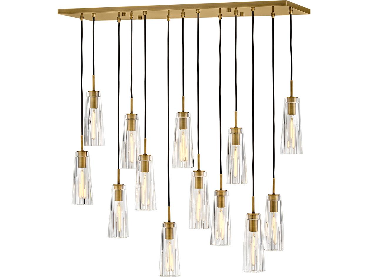 Fredrick Ramond Cosette 13-Light Heritage Brass Cylinder Island Pendant