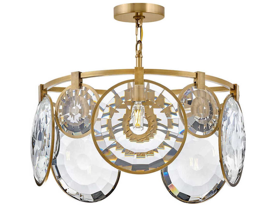 Fredrick Ramond Nala 5-Light Heritage Brass Glass Geometric Linear Pendant