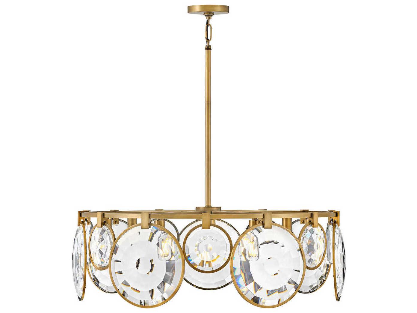 Fredrick Ramond Nala 7-Light Heritage Brass Glass Geometric Linear Pendant