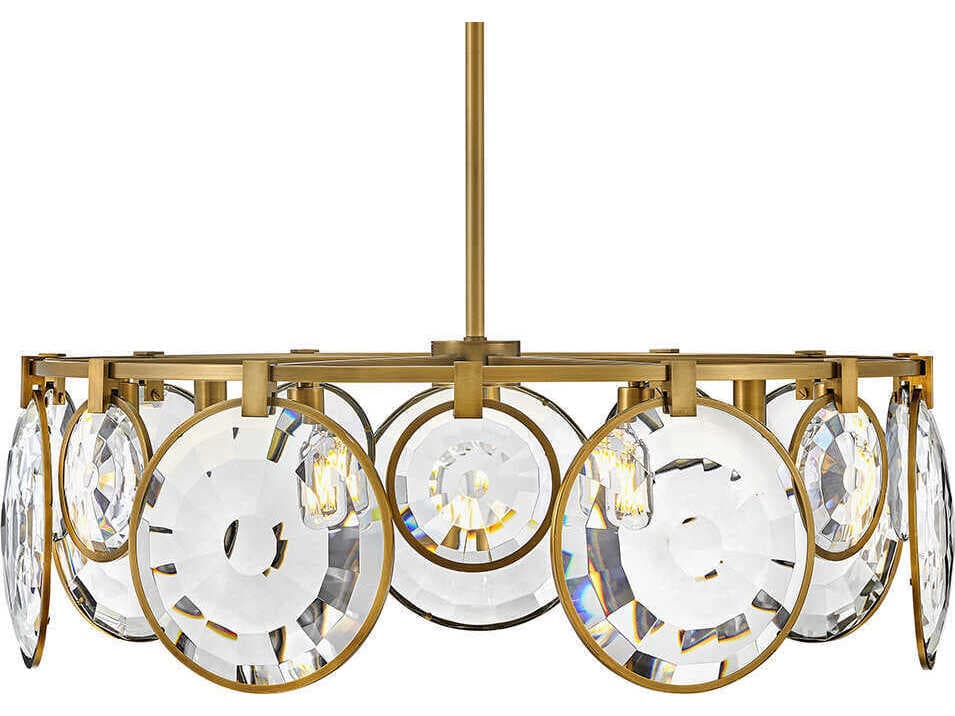 Fredrick Ramond Nala 7-Light Heritage Brass Glass Geometric Linear Pendant