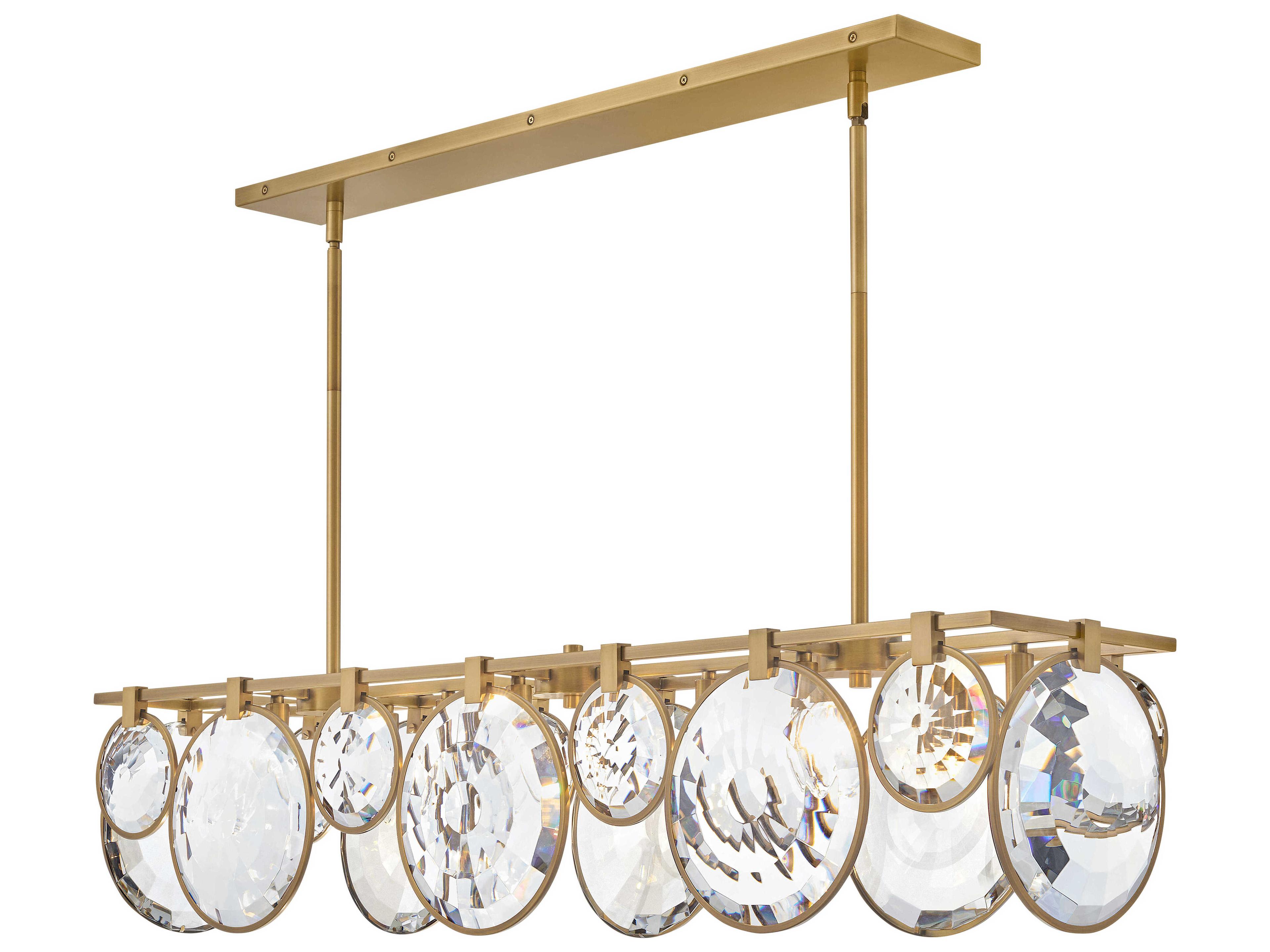 Fredrick Ramond Nala 8-Light Heritage Brass Crystal LED Geometric Island Pendant