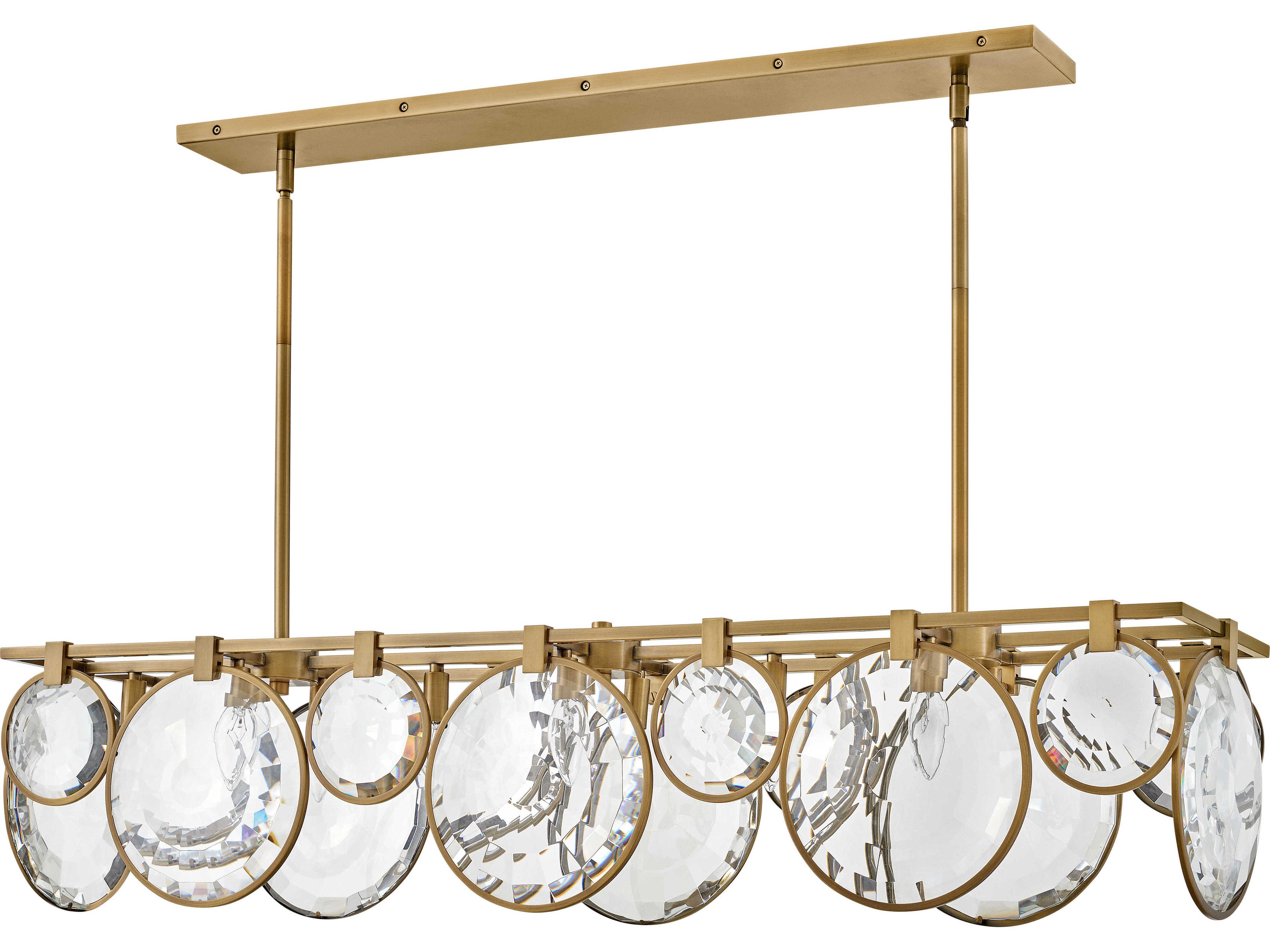 Fredrick Ramond Nala 8-Light Heritage Brass Crystal LED Geometric Island Pendant