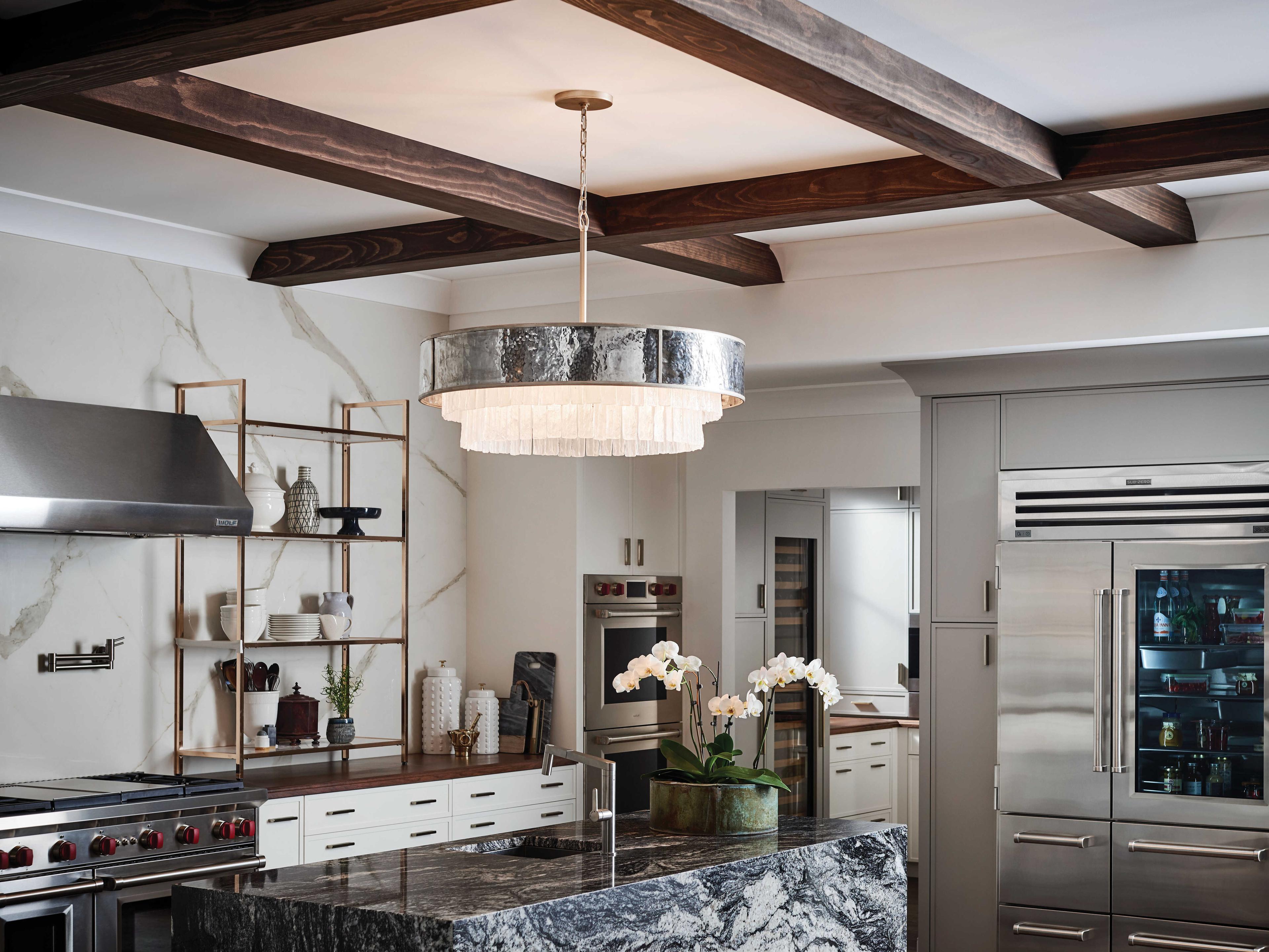 Fredrick Ramond Reverie 8-Light Champagne Gold Crystal Drum Pendant