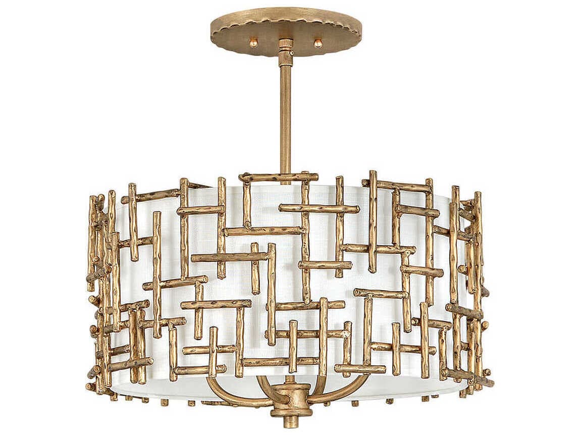 Fredrick Ramond Farrah 4-Light Burnished Gold Drum Pendant