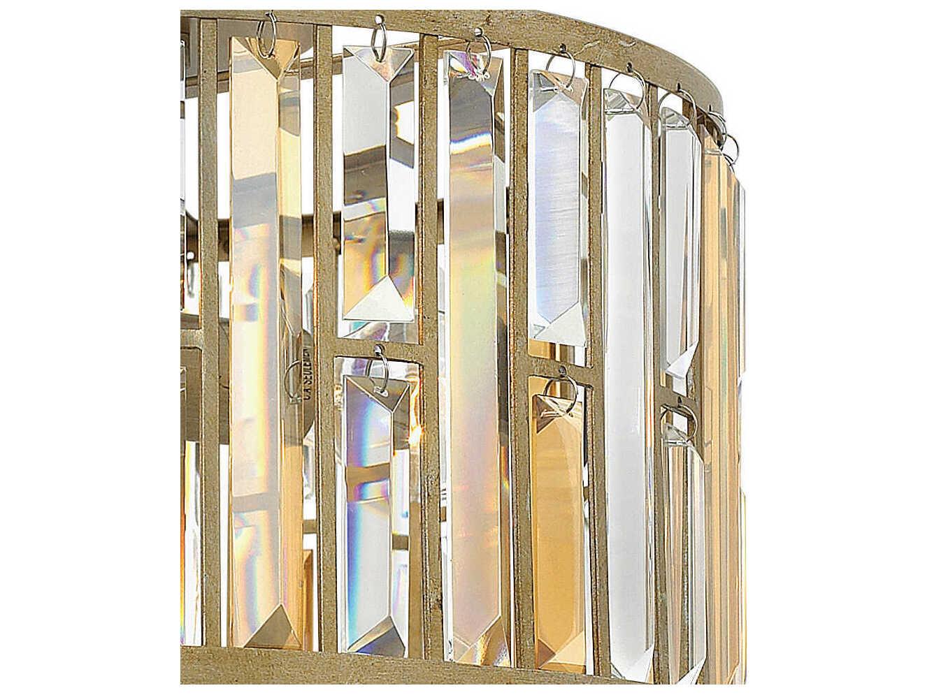 Fredrick Ramond Gemma 3-Light Silver Leaf Crystal Drum Flush Mount