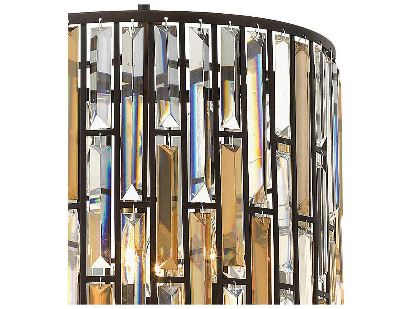Fredrick Ramond Gemma 3-Light Vintage Bronze Crystal Cylinder Pendant