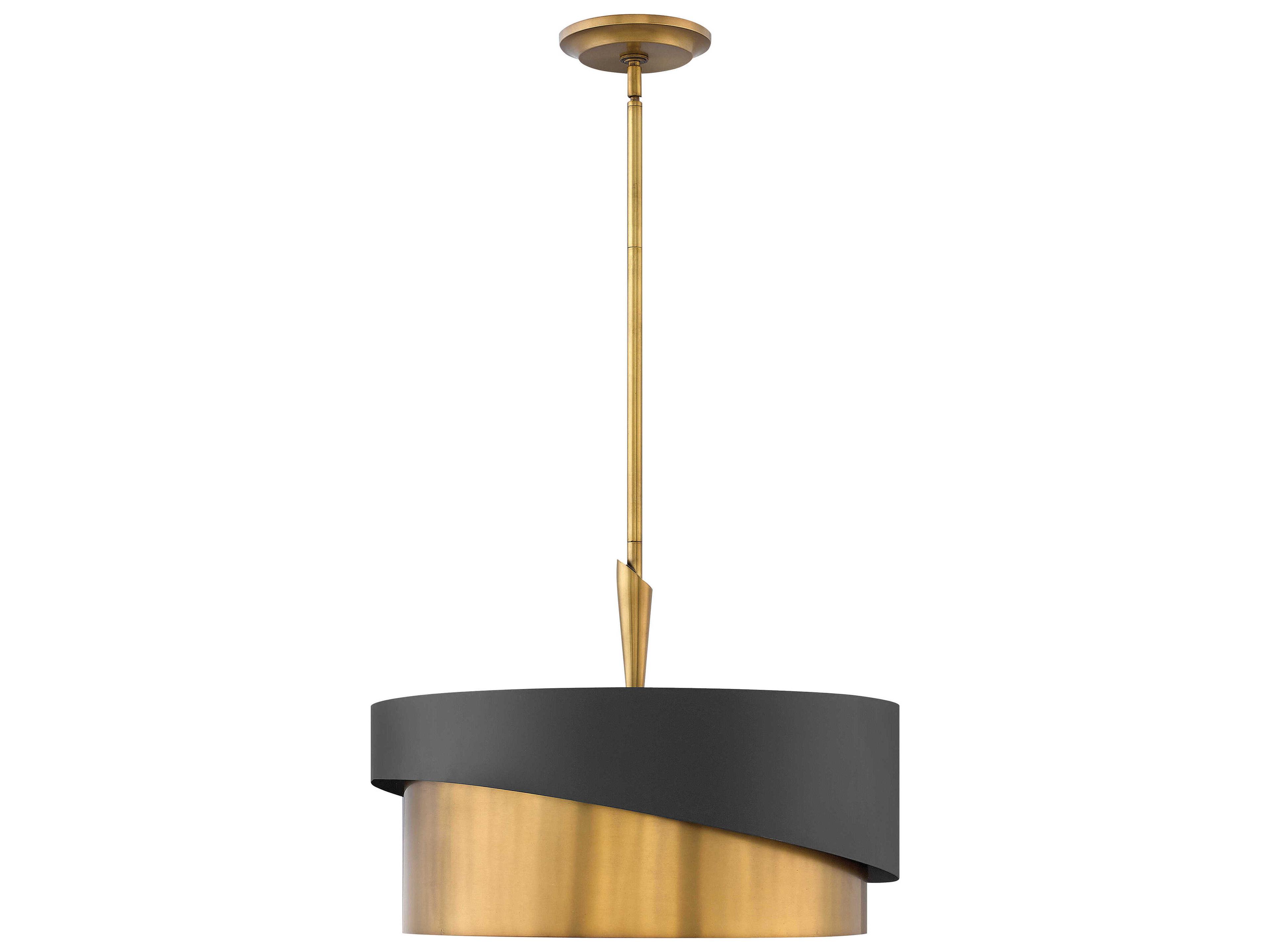 Fredrick Ramond Gigi 3-Light Heritage Brass Satin Black Drum Linear Pendant