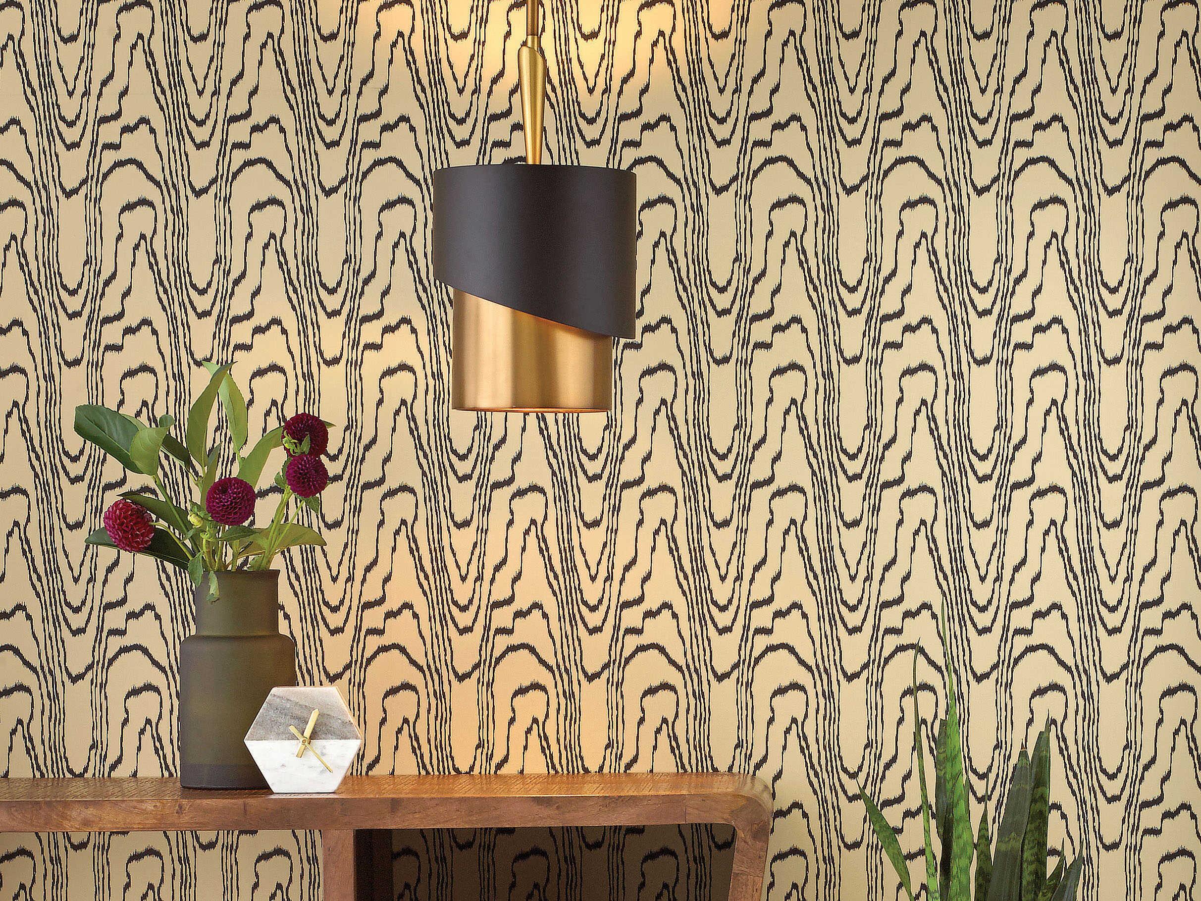 Fredrick Ramond Gigi 1-Light Heritage Brass Satin Black Drum Mini Pendant