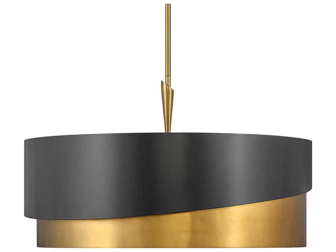 Fredrick Ramond Gigi 8-Light Heritage Brass Satin Black Drum Pendant