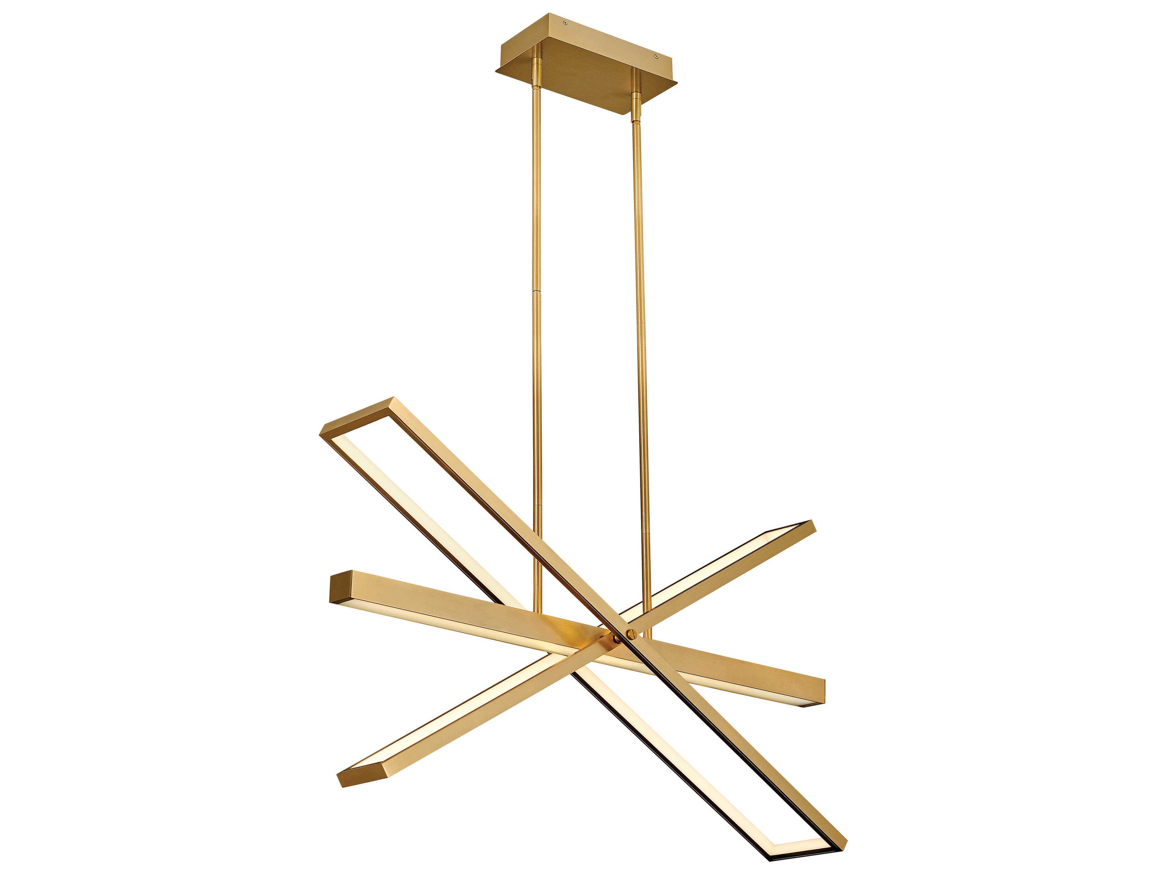 Fredrick Ramond Tangent Lacquered Brass LED Linear Island Pendant