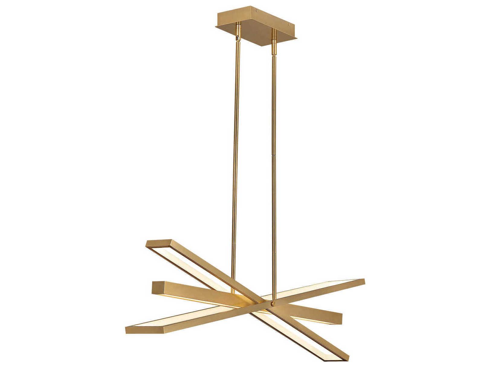 Fredrick Ramond Tangent Lacquered Brass LED Linear Island Pendant