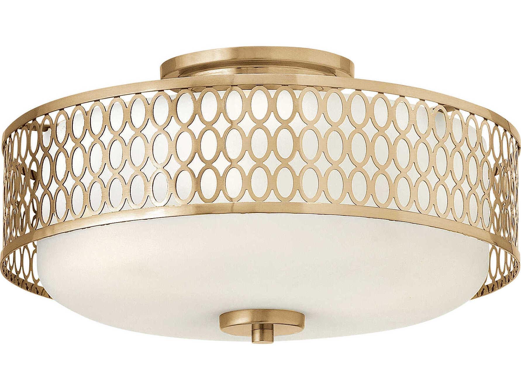 Fredrick Ramond Jules 3-Light Brushed Gold Glass Drum Semi Flush Mount