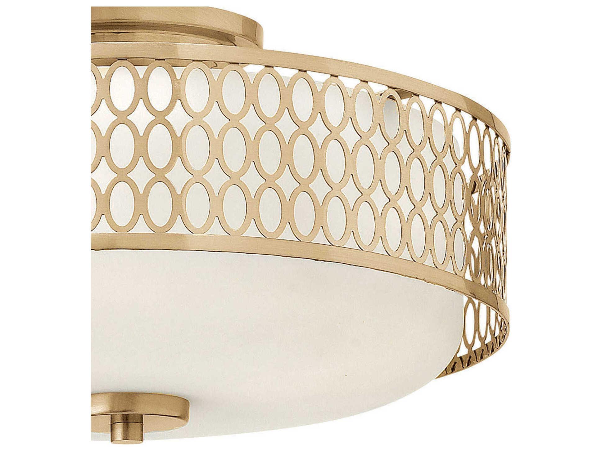 Fredrick Ramond Jules 3-Light Brushed Gold Glass Drum Semi Flush Mount