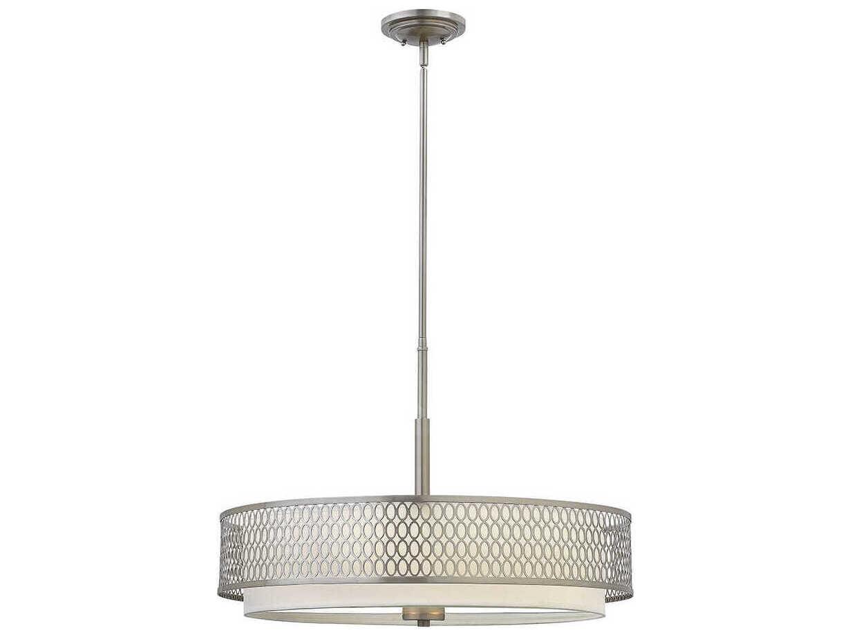 Fredrick Ramond Jules 3-Light Brushed Nickel Glass Drum Pendant