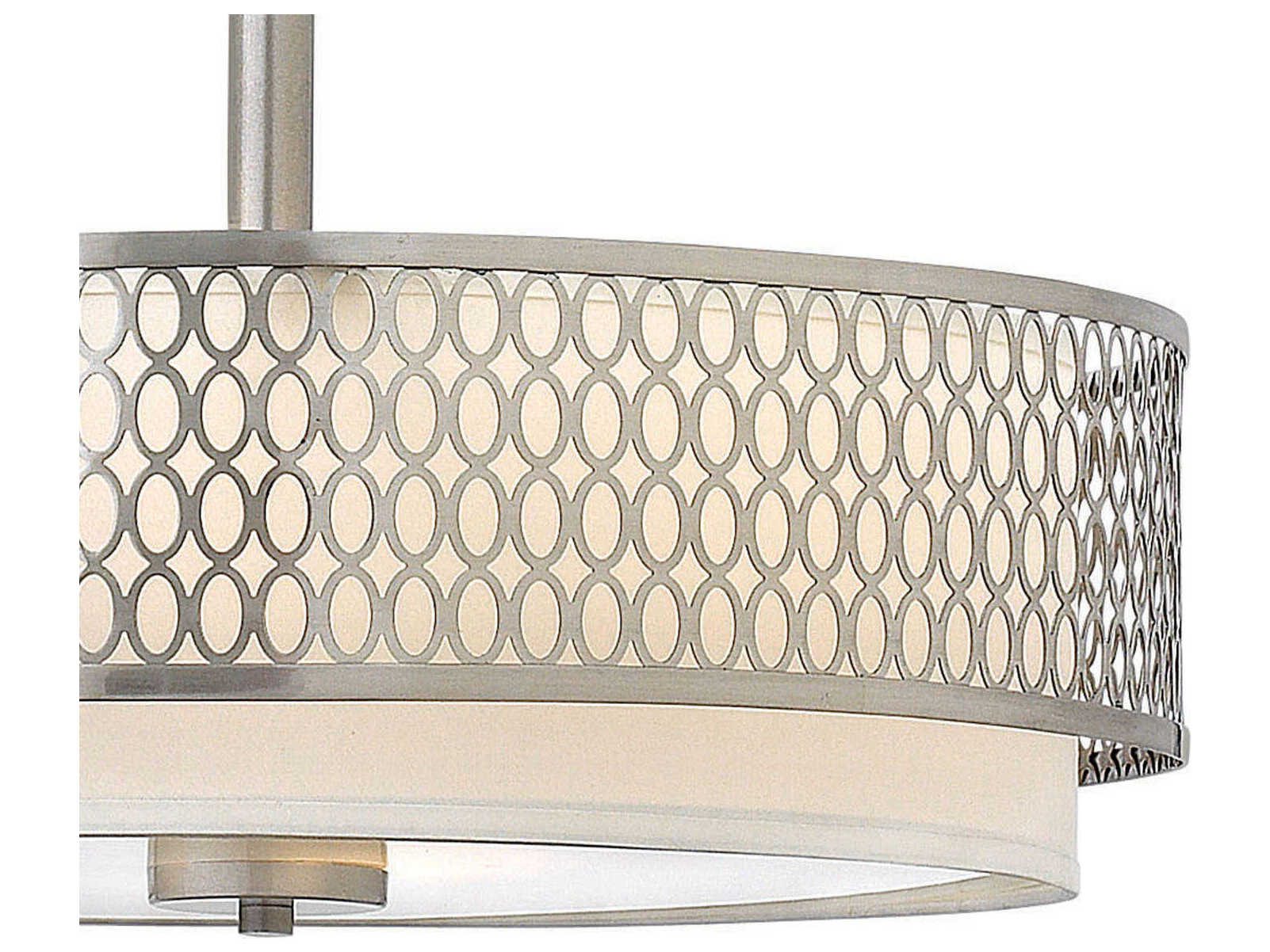 Fredrick Ramond Jules 3-Light Brushed Nickel Glass Drum Pendant