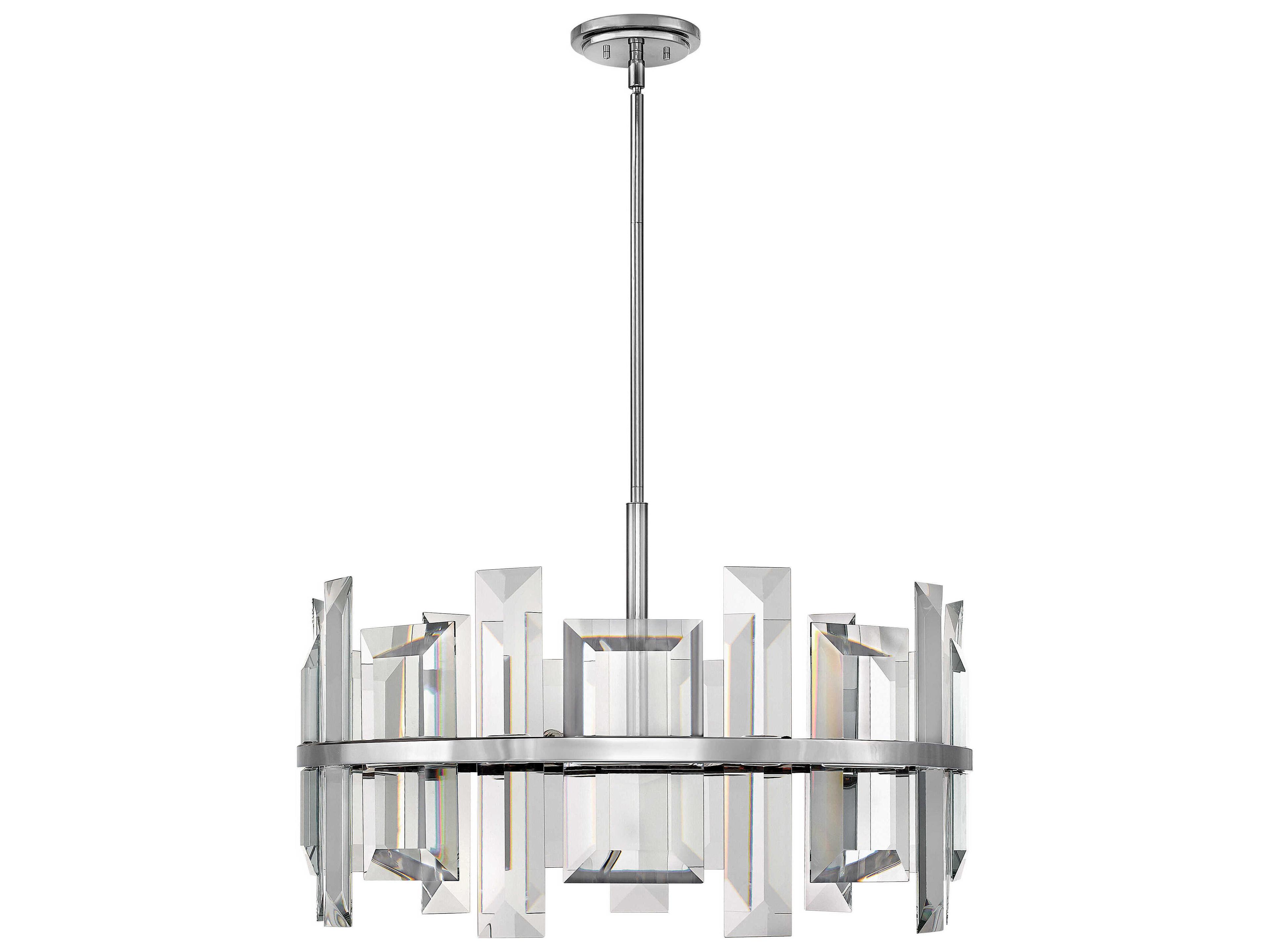 Fredrick Ramond Odette 9-Light Polished Nickel Crystal Glass Drum Linear Pendant