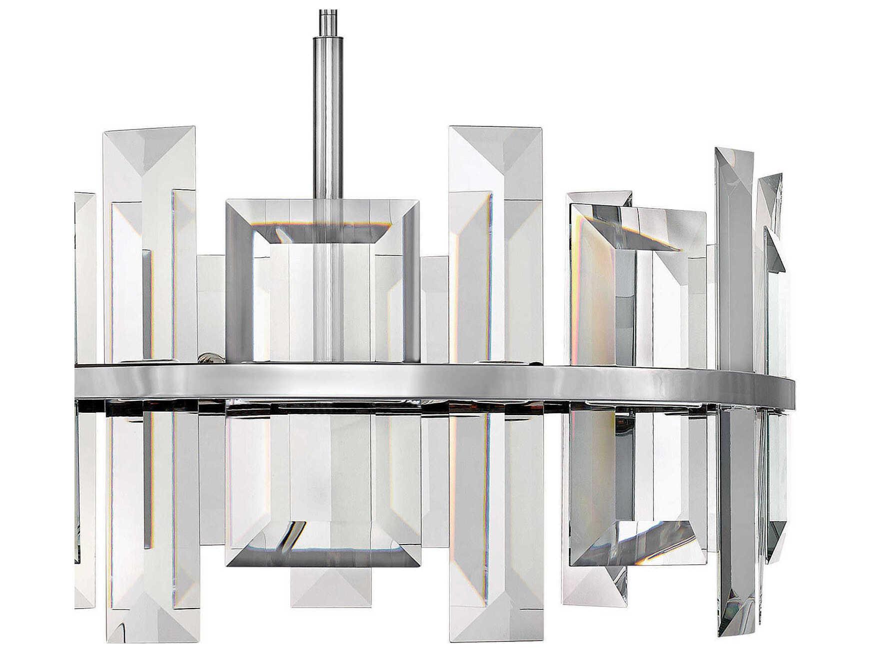 Fredrick Ramond Odette 9-Light Polished Nickel Crystal Glass Drum Linear Pendant