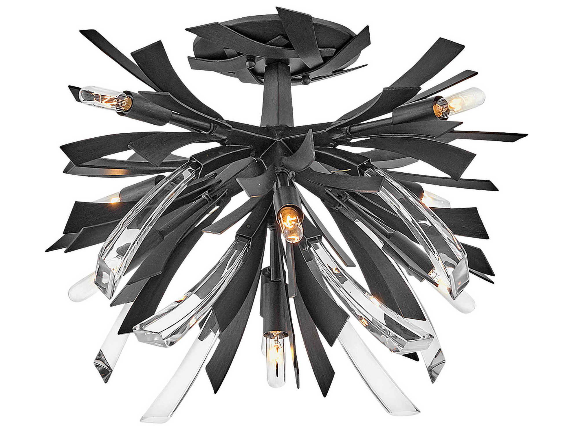 Fredrick Ramond Vida 9-Light Brushed Graphite Black Crystal LED Semi Flush Mount