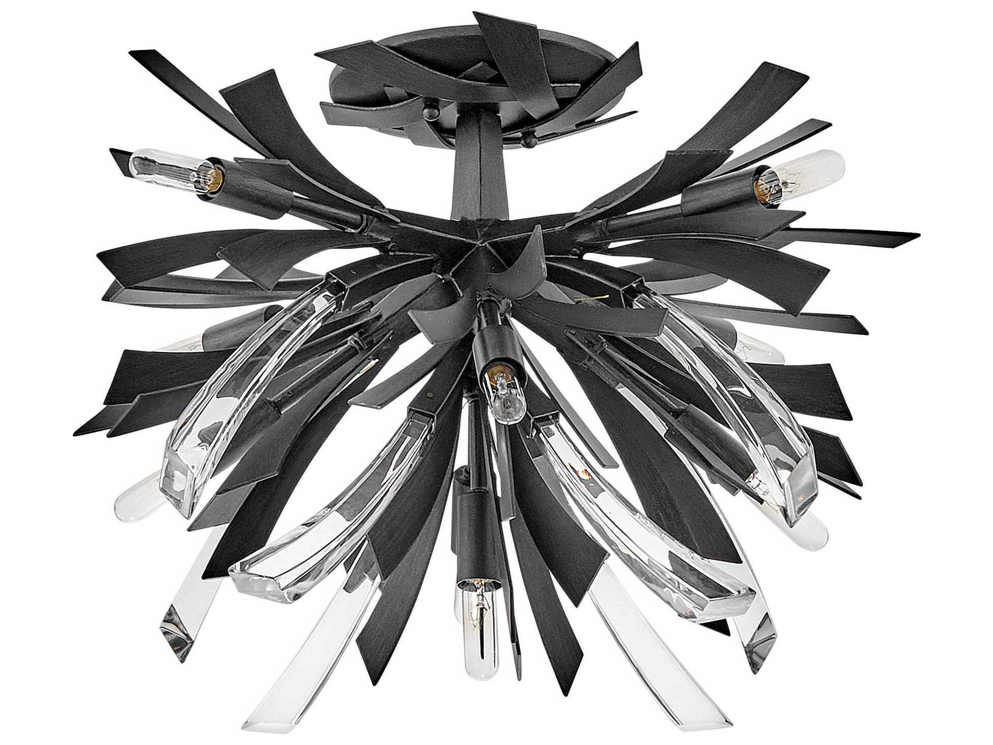 Fredrick Ramond Vida 9-Light Brushed Graphite Black Crystal LED Semi Flush Mount